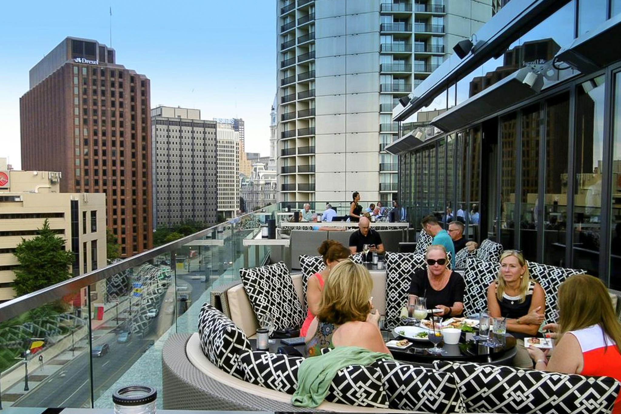 commercial glass walls in rooftop application