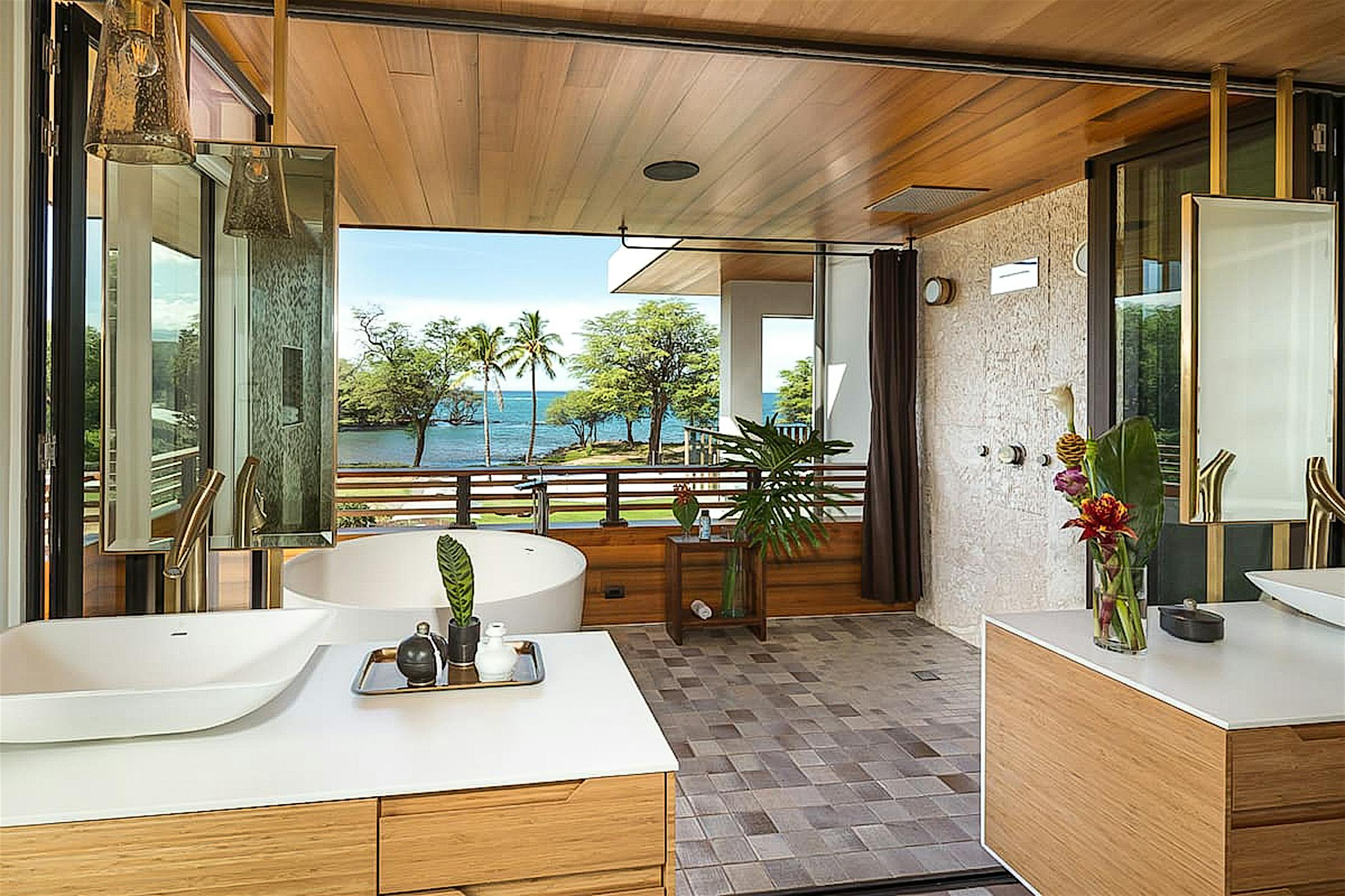 retractable glass doors in bathroom