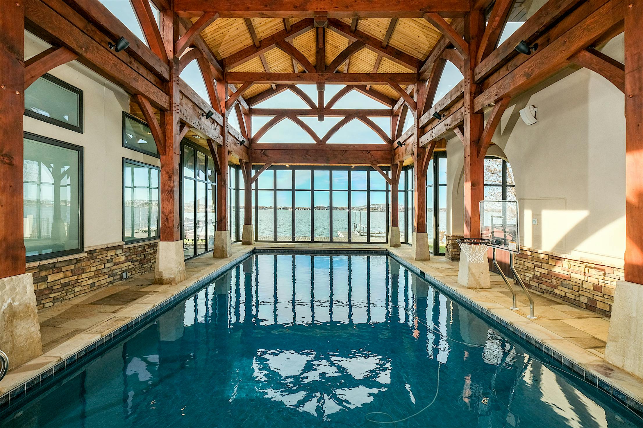 panoramic patio doors in pool house