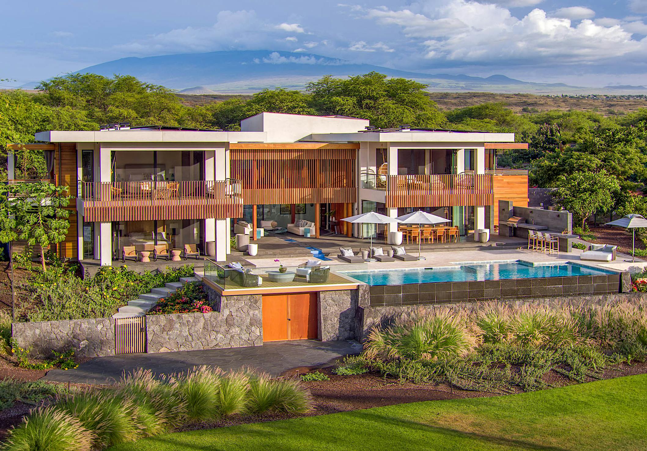Airbnb with exterior glass wall systems