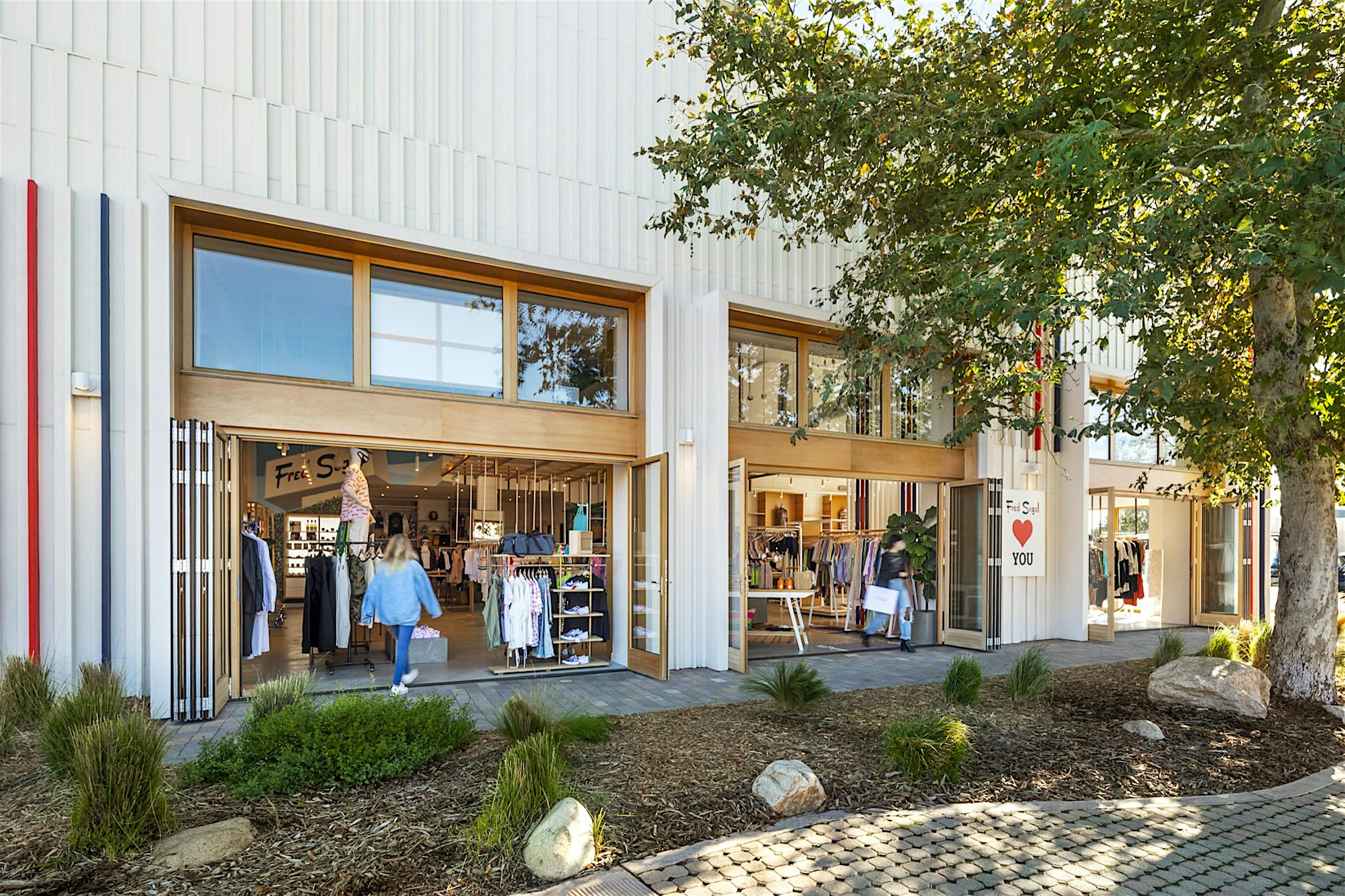 NanaWall wood framed moveable glass wall systems at Fred Segal