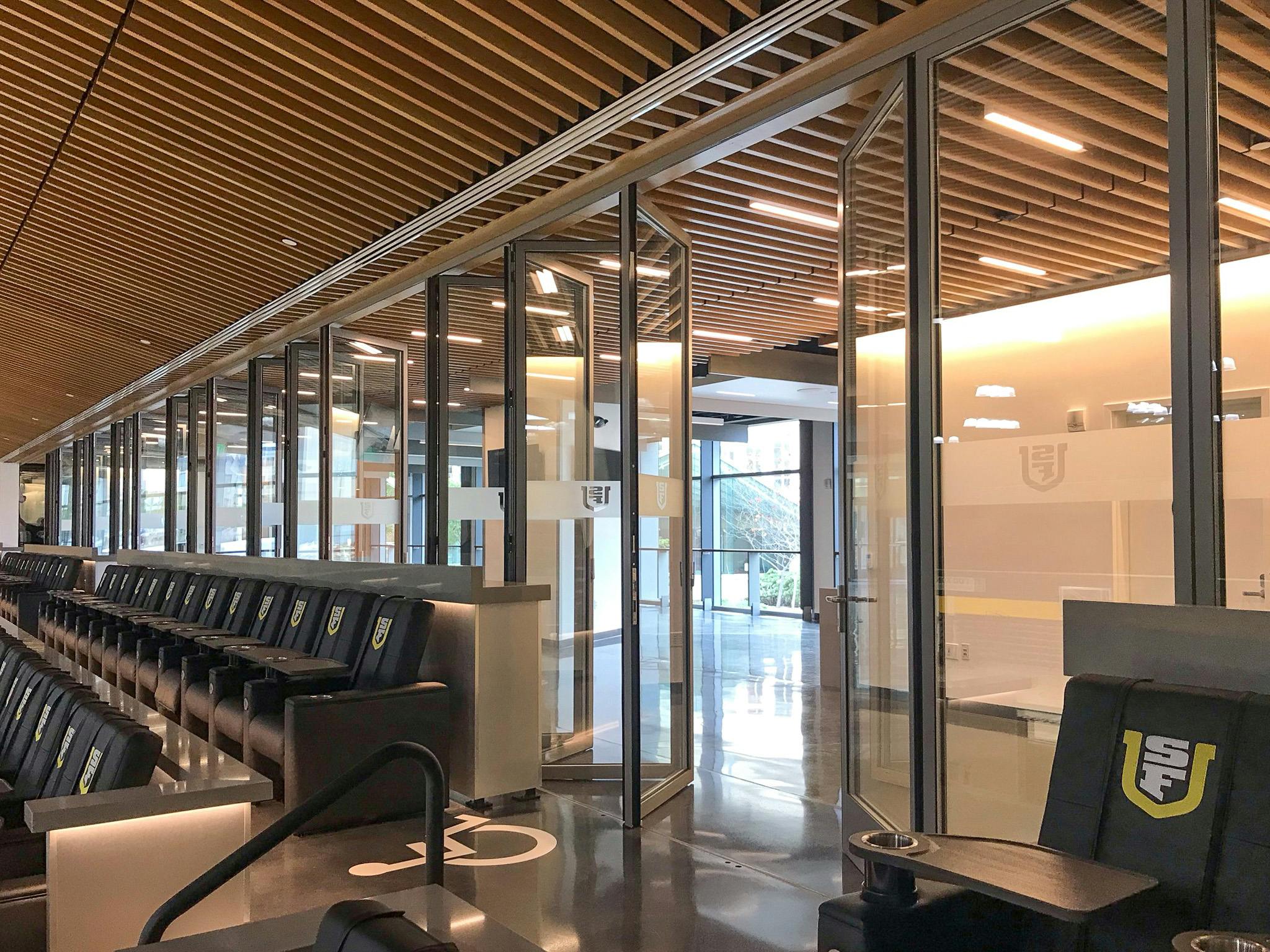 The New Sobrato Club Level at USF with NanaWall interior operable glass wall