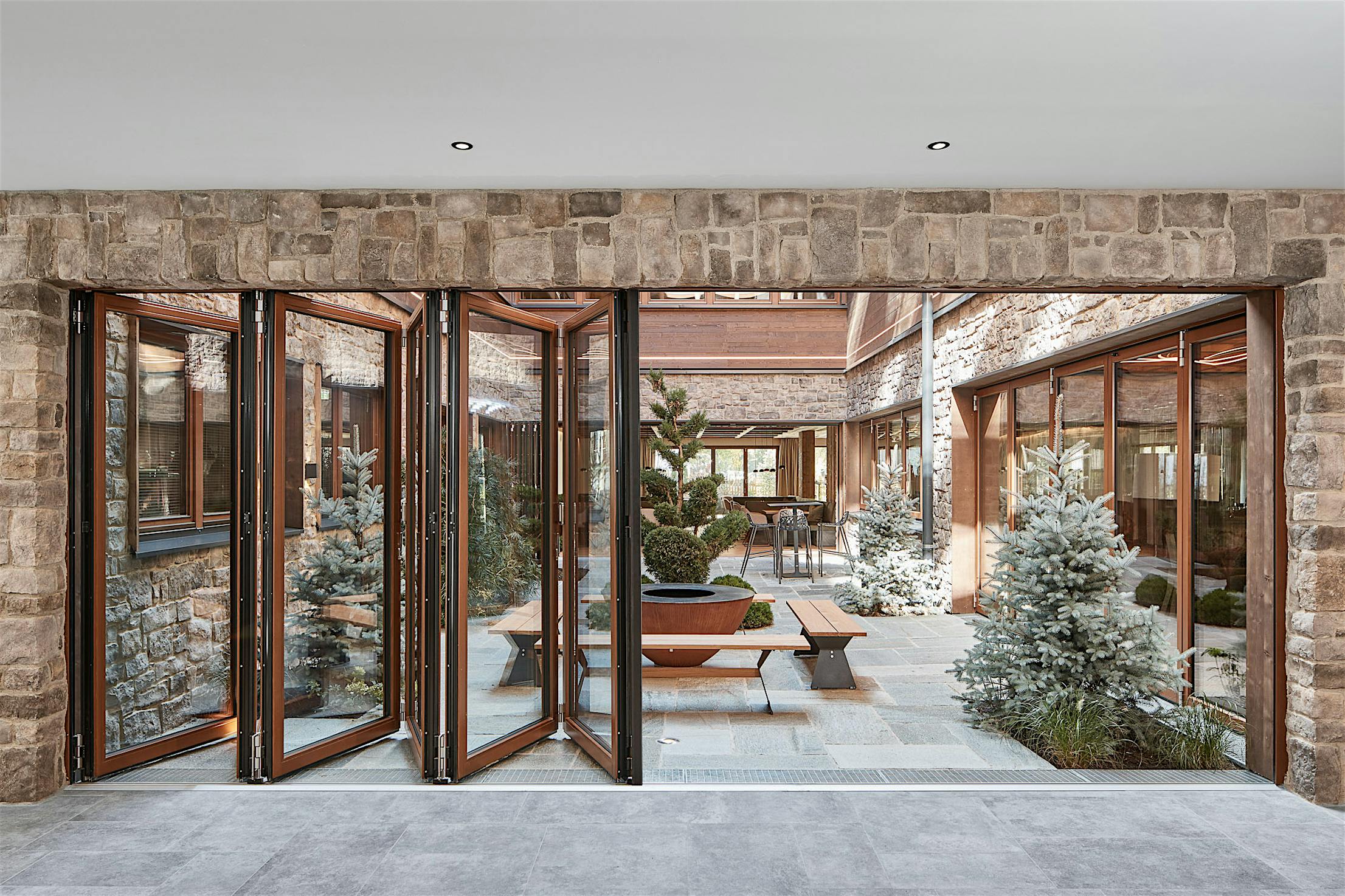 wood framed residential glass walls