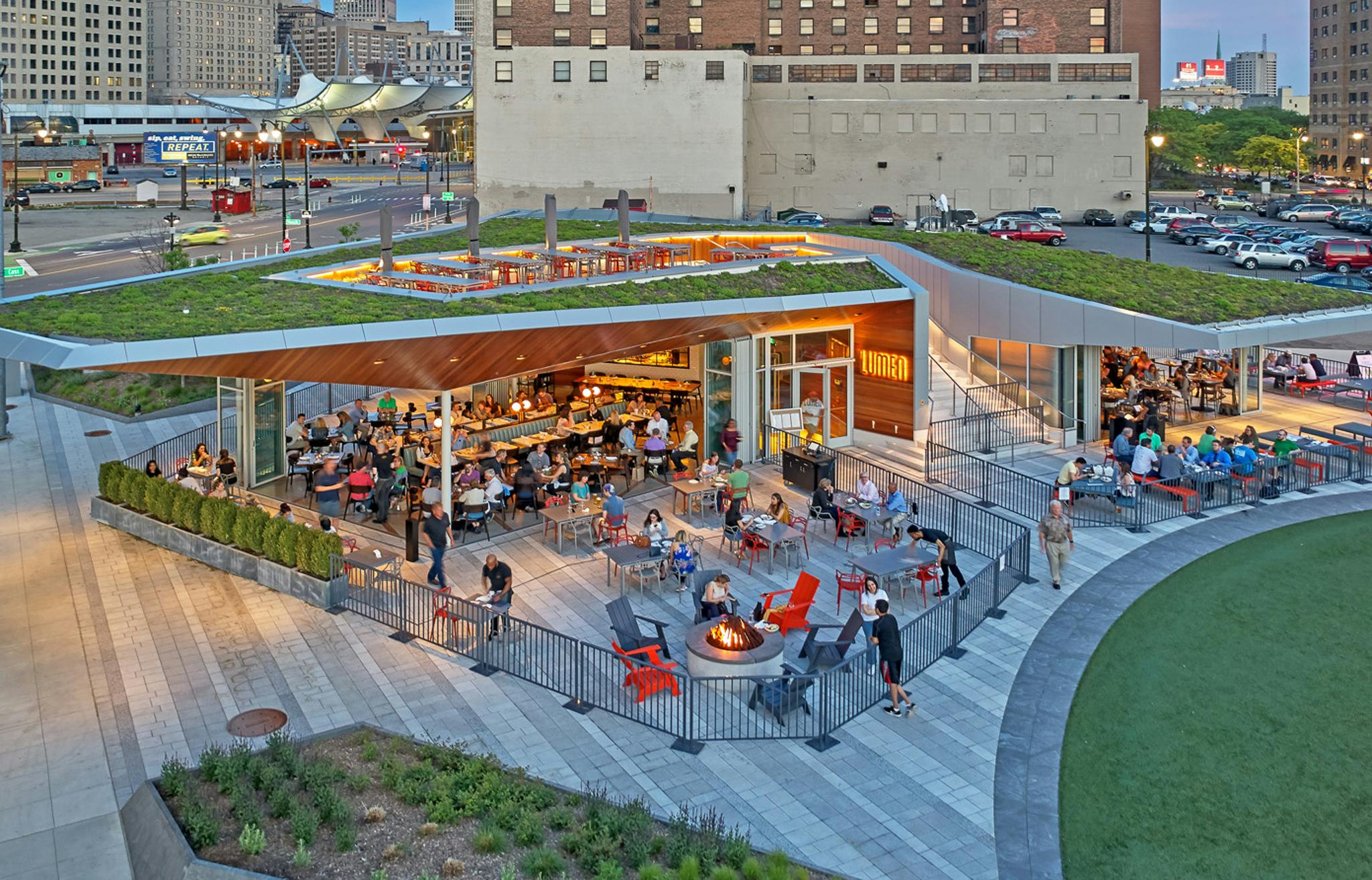 restaurant design with NanaWall sliding glass walls