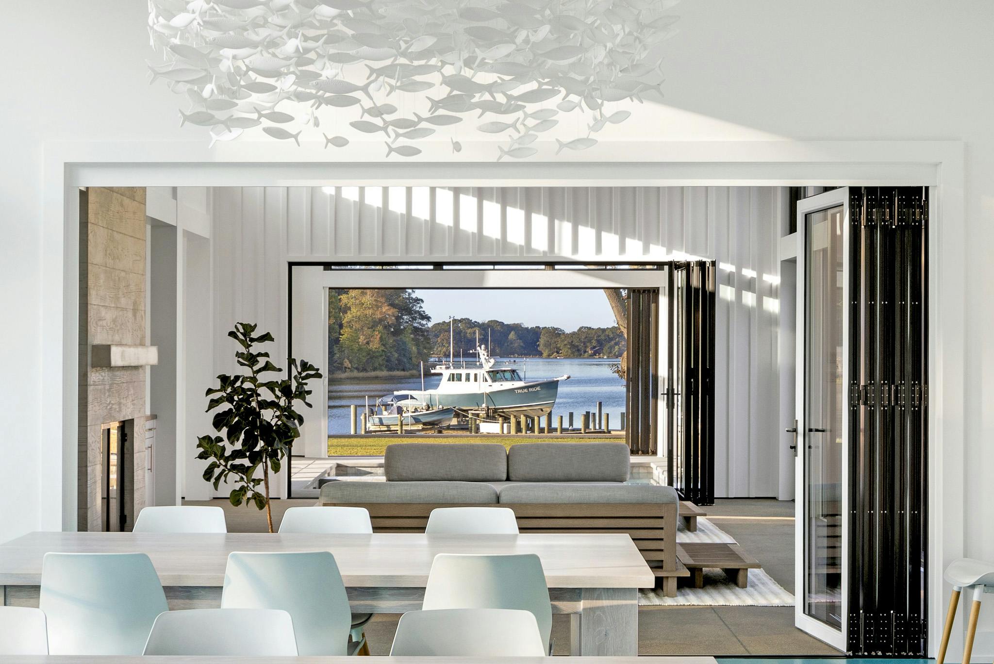 water view through NanaWall folding glass doors