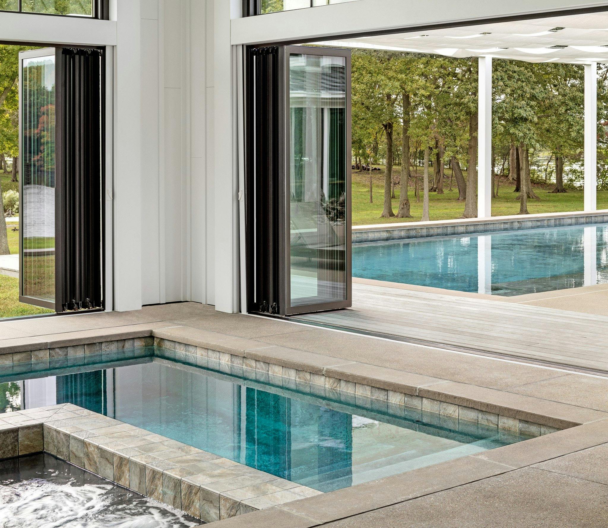 NanaWall folding glass doors in pool house