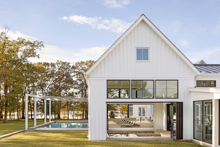 Modern farmhouse with NanaWall folding glass doors