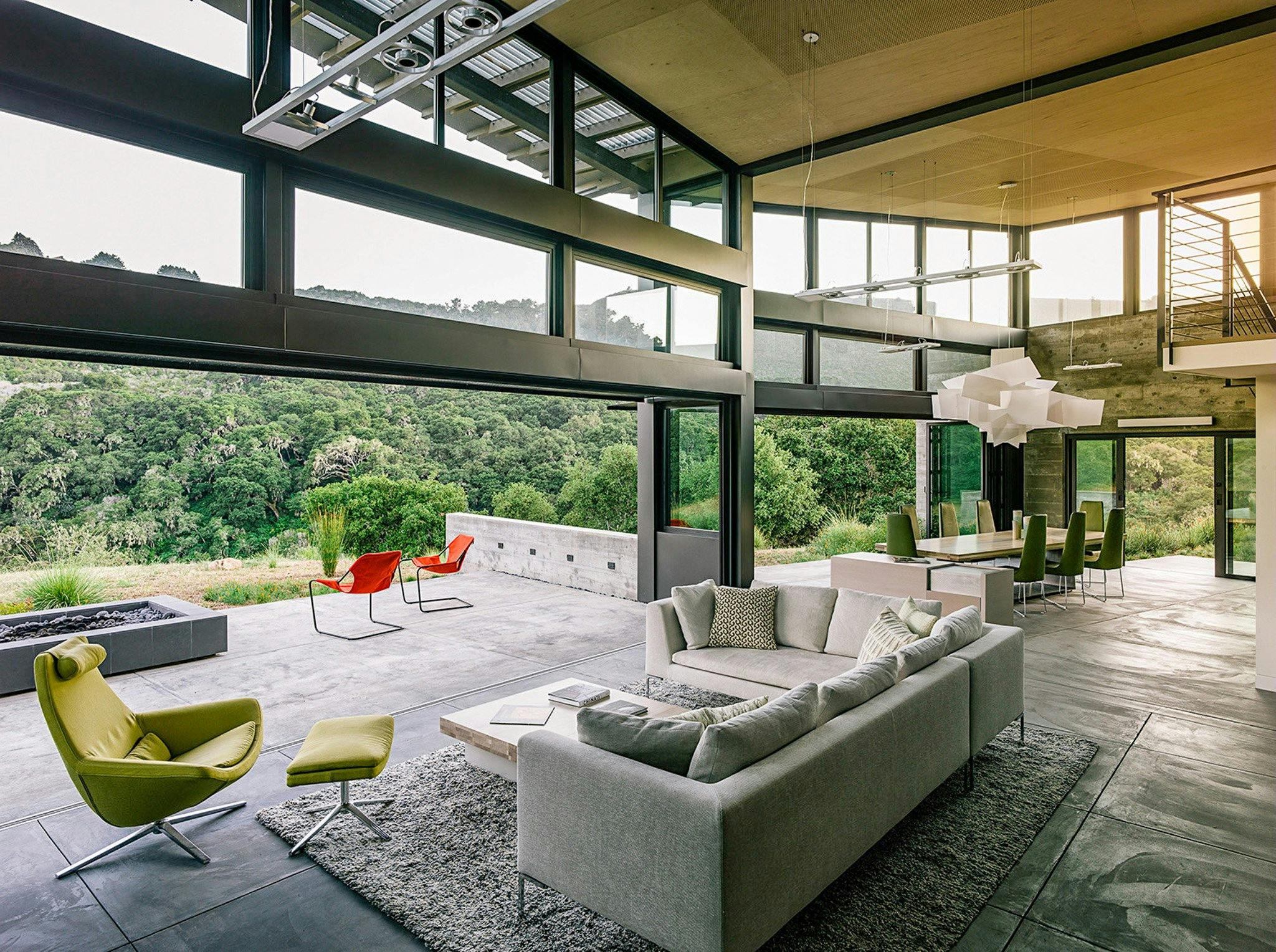 industrial modern home with residential glass wall systems