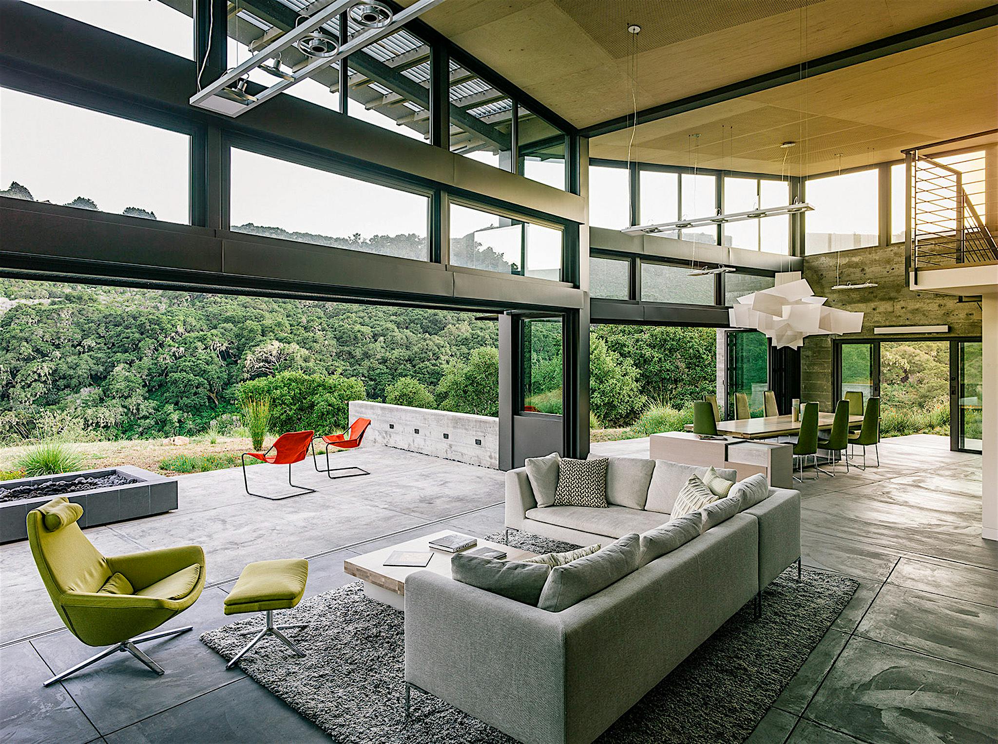 industrial modern home with residential glass wall systems