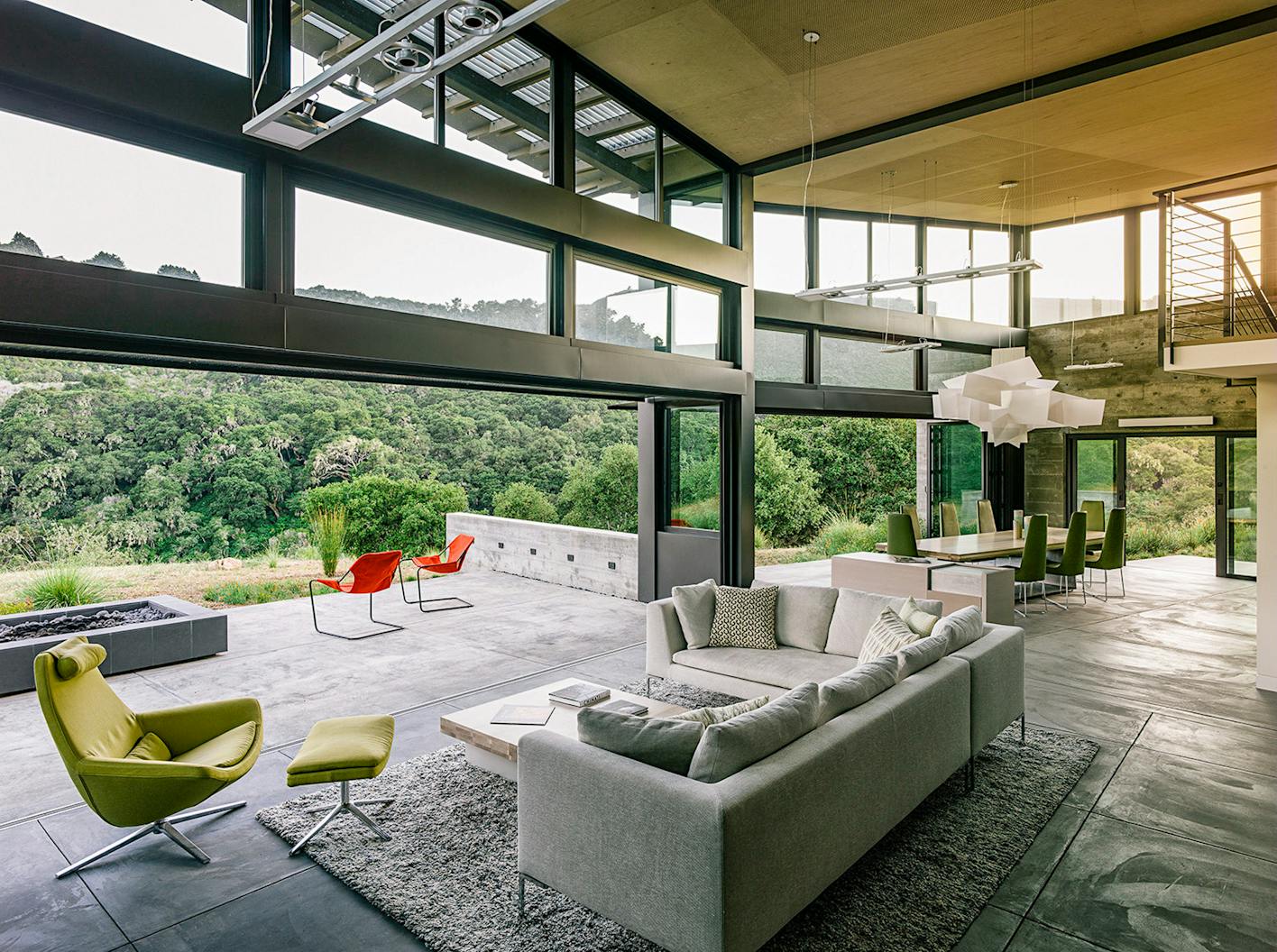 industrial modern home with residential glass wall systems