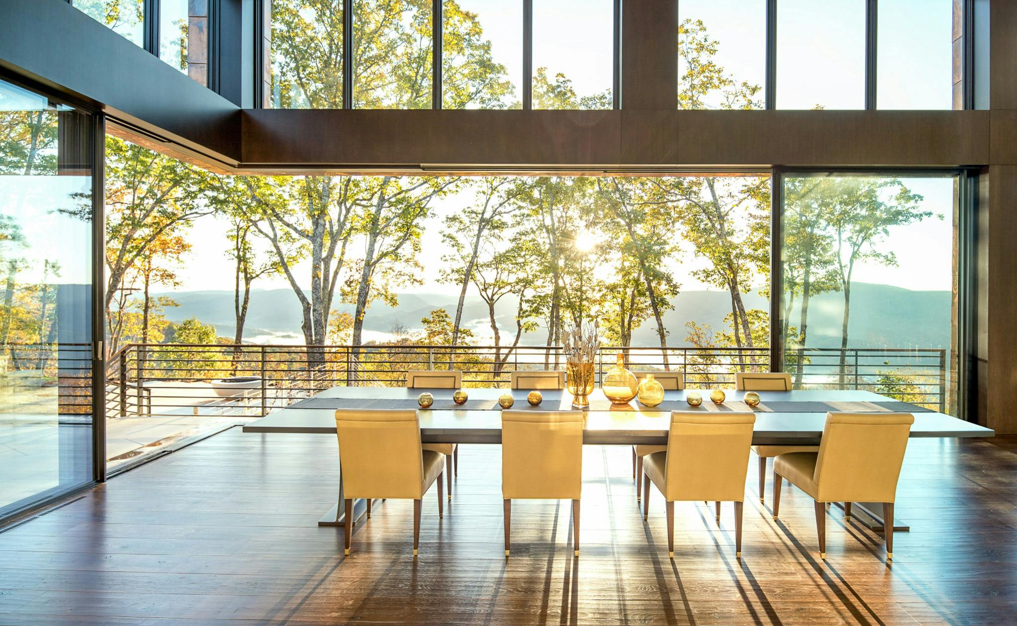 NanaWall minimal sliding glass wall in dining room