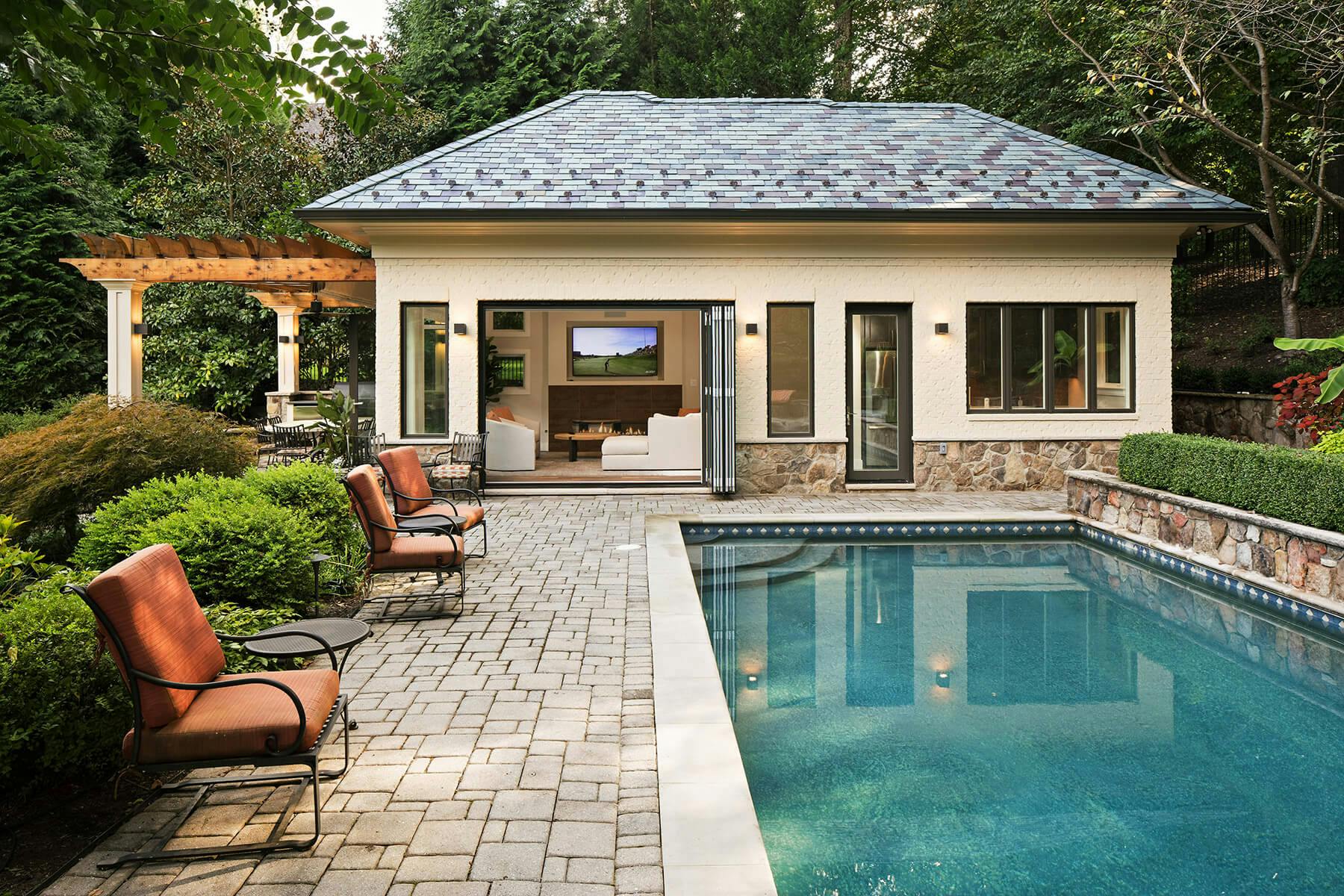 pool house folding glass wall