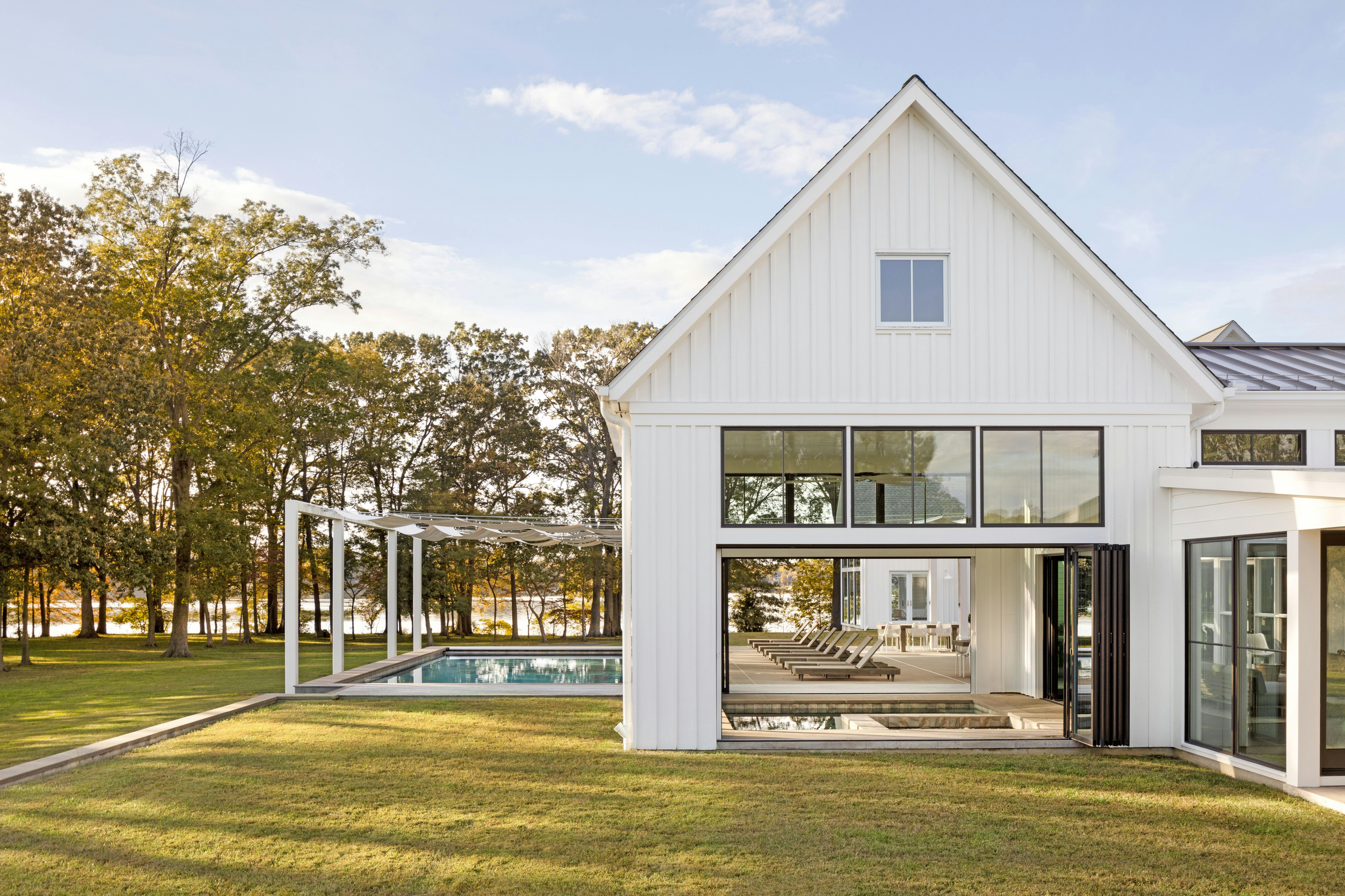 modern farmhouse design with operable glass walls