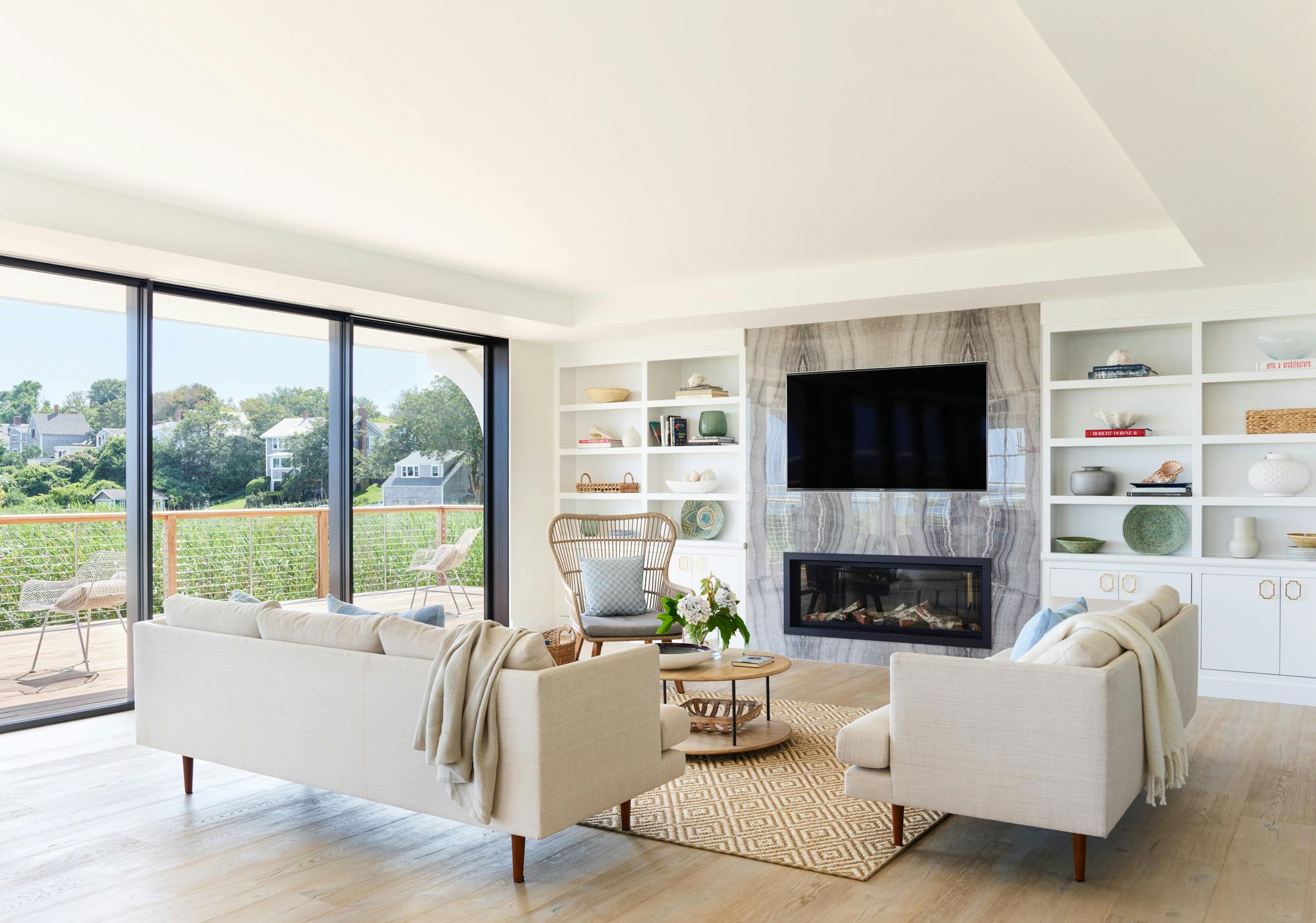 minimal framed sliding glass walls