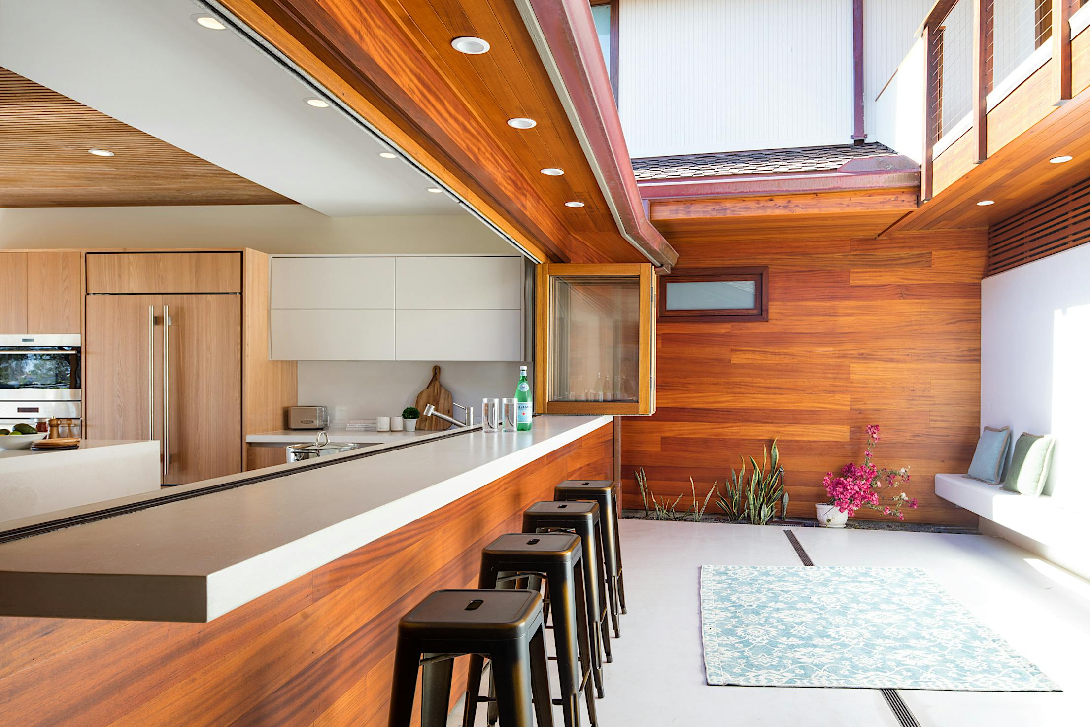 wood framed folding windows
