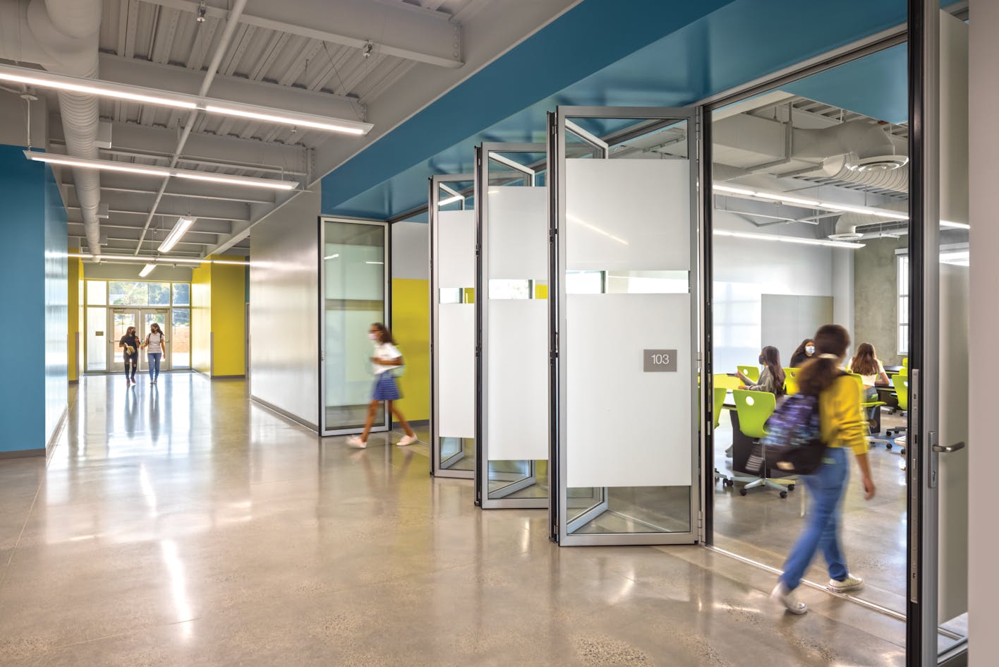 21st century learning with Generation 4 folding glass walls