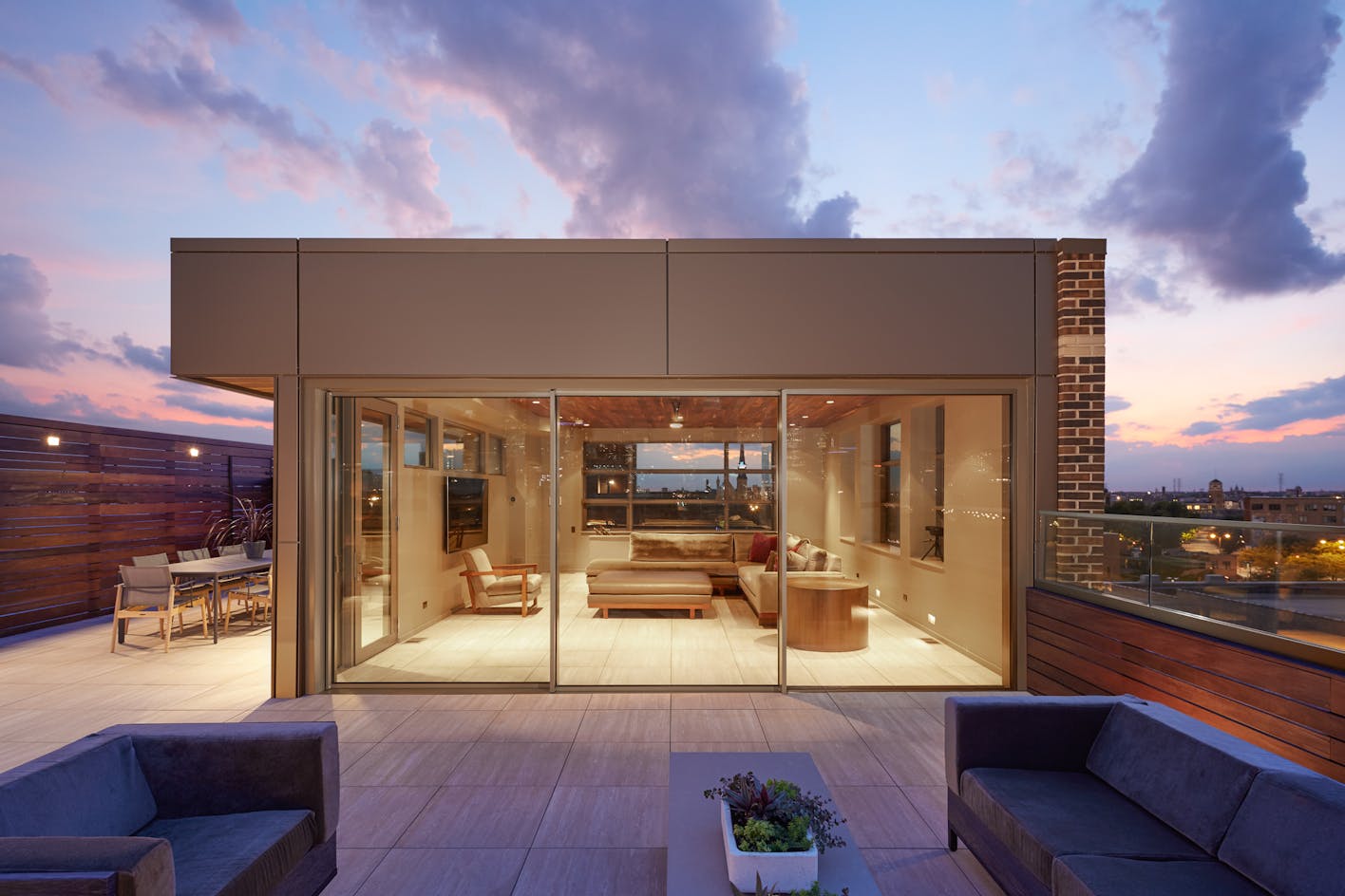 rooftop minimal sliding glass walls