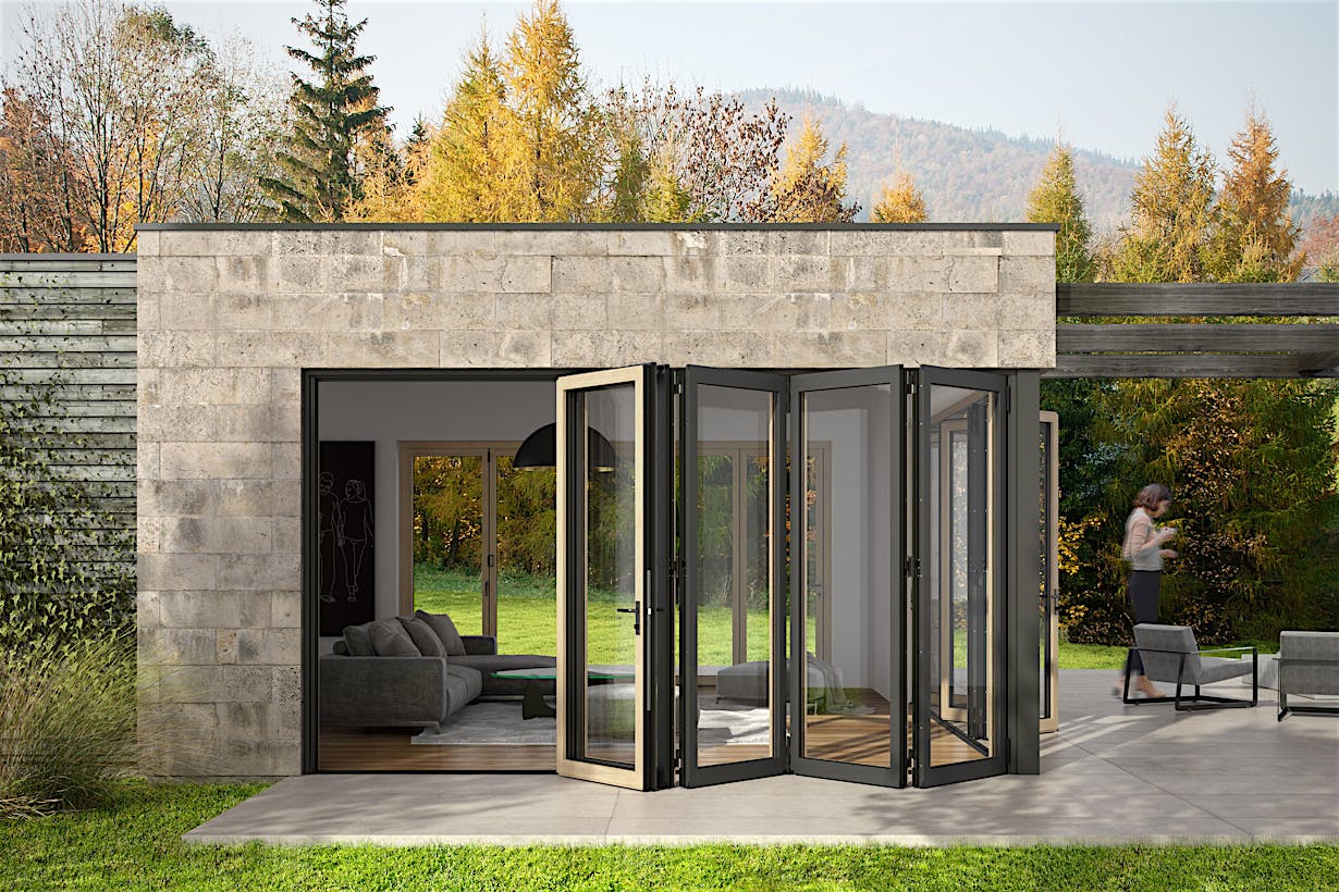 clad bifold glass doors