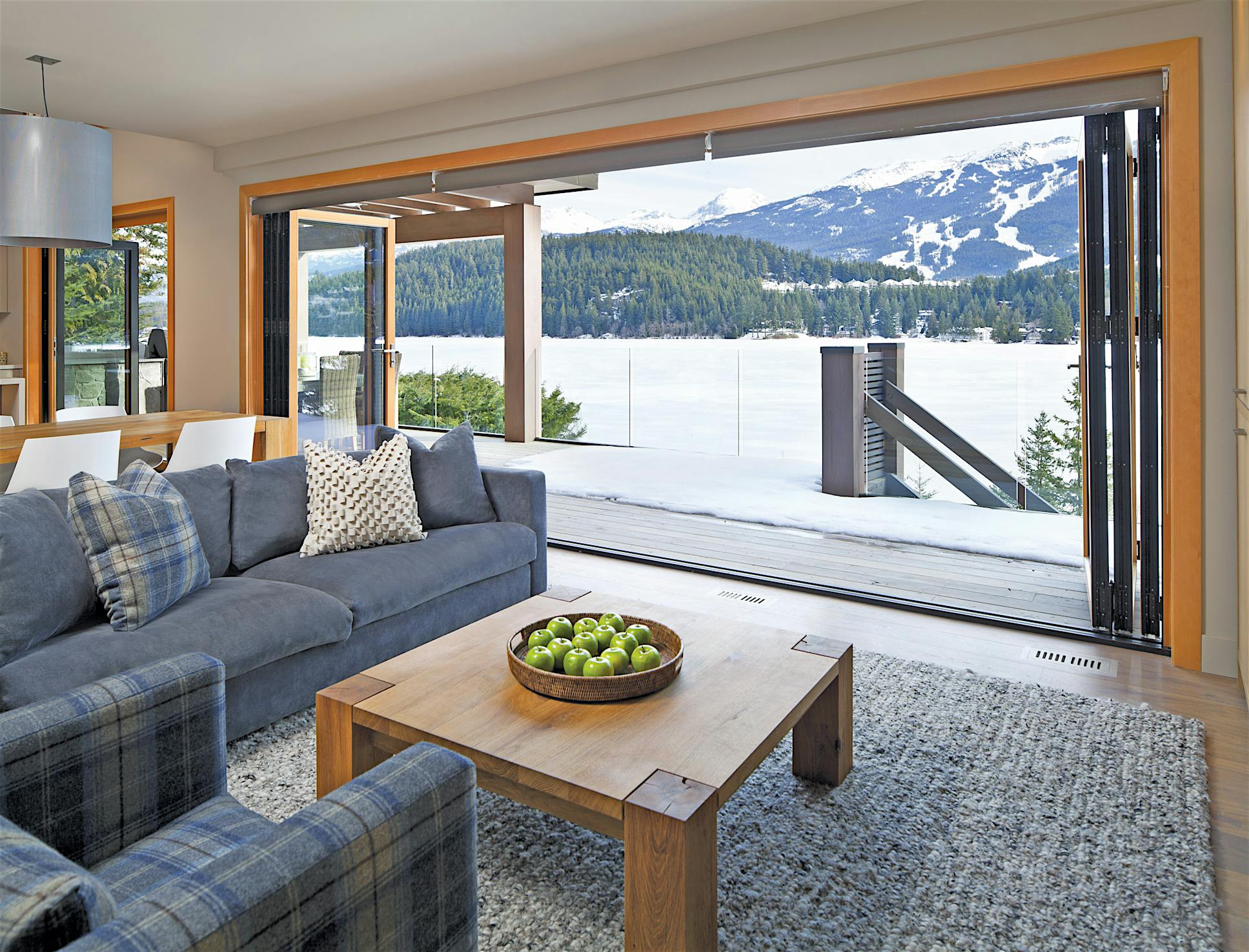 folding glass walls in snow