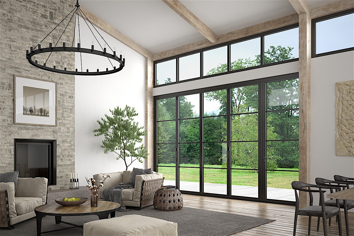 steel-effect moveable glass walls