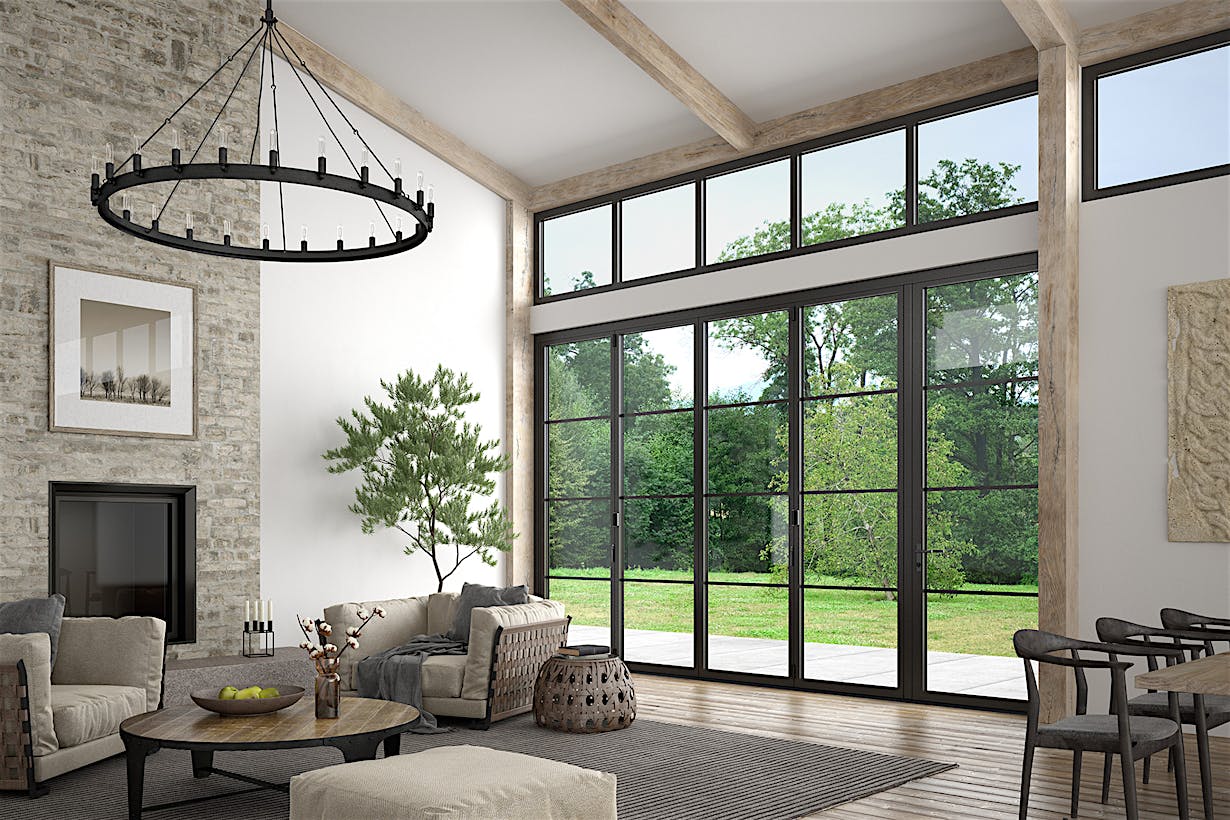 steel-effect operable glass walls