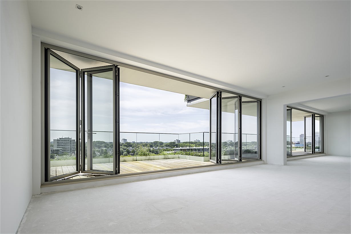 Folding glass wall systems multifamily