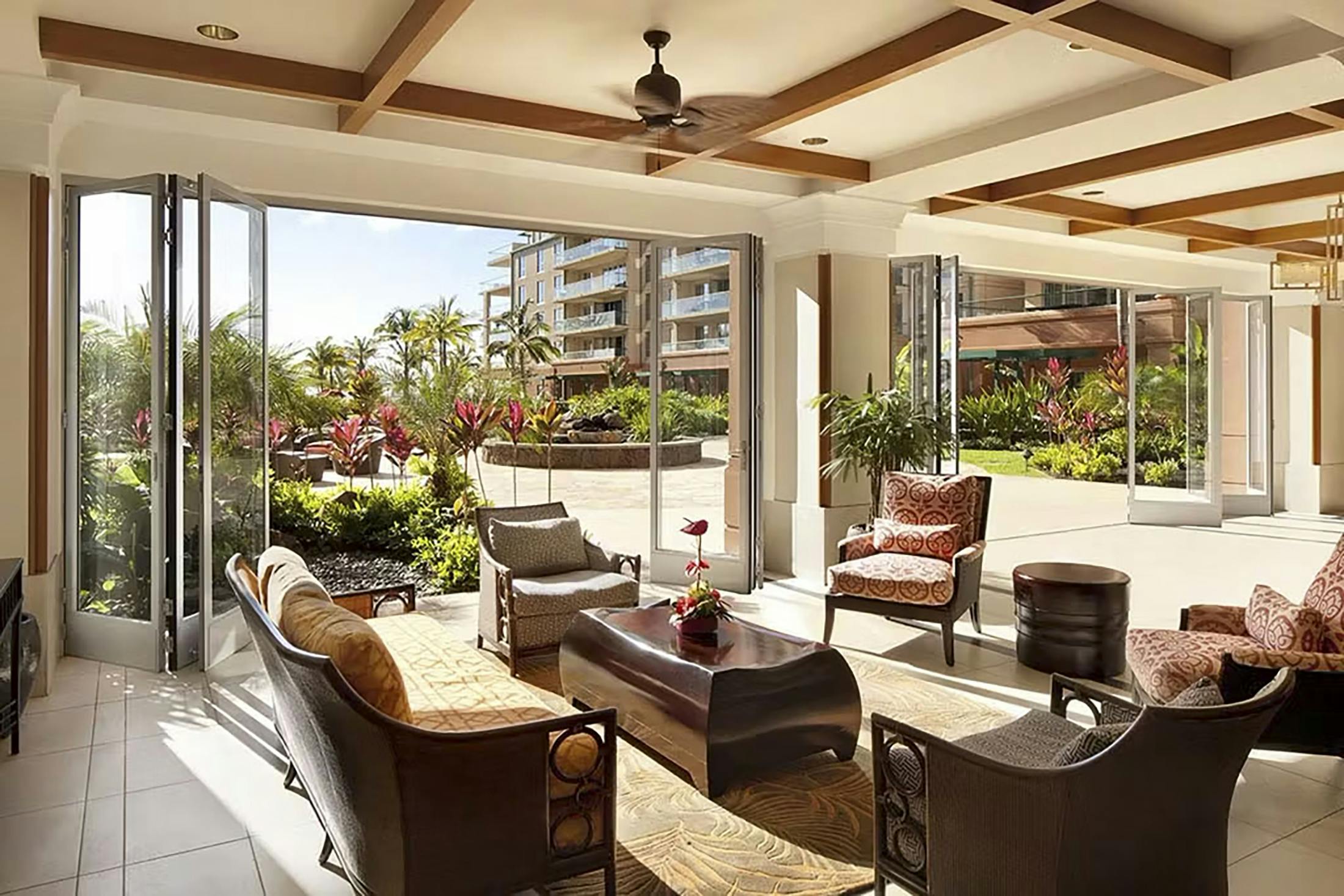 multifamily lobby folding glass walls