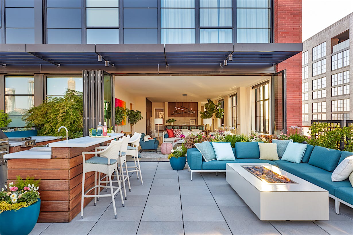 multifamily rooftop penthouse folding glass walls