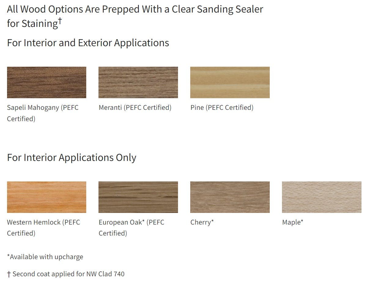 wood framed finish options