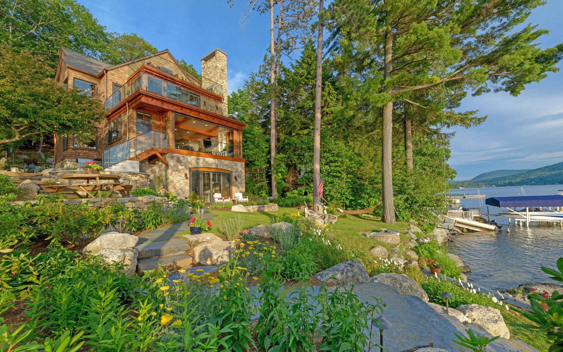 lake house with NanaWall accordion doors