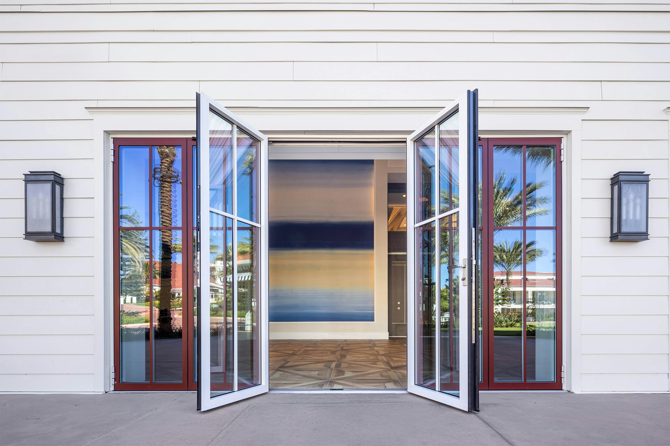 Hotel del Coronado with dual powder coat glass wall systems