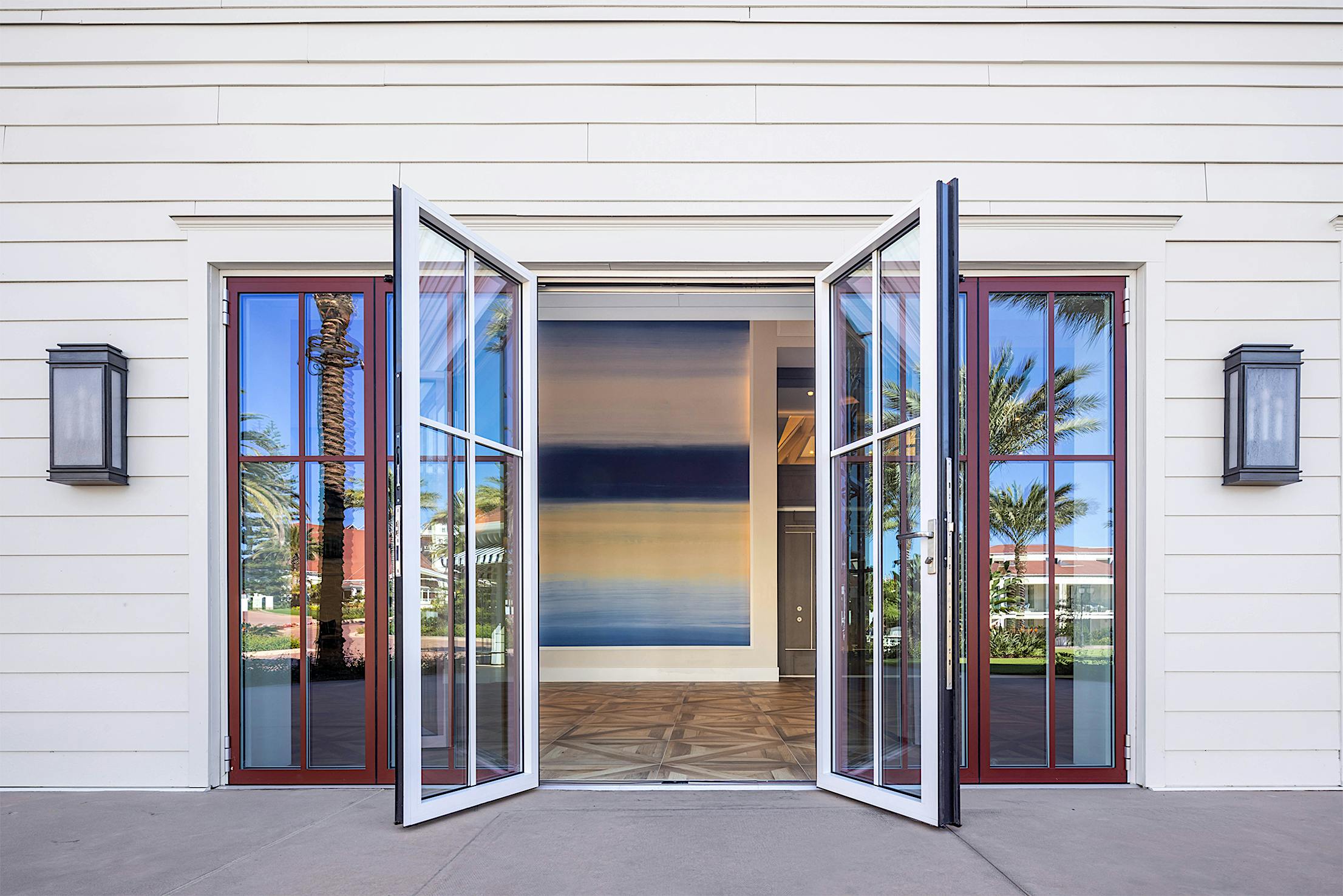 Hotel del Coronado with dual powder coat glass wall systems