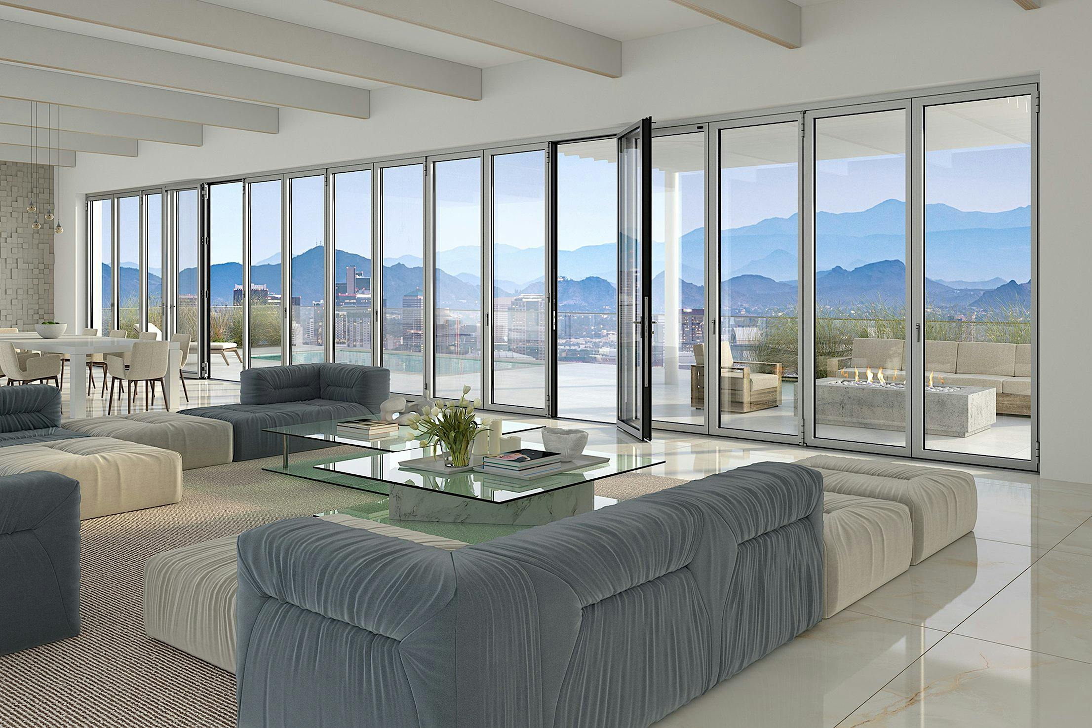 reinforced folding and sliding glass walls