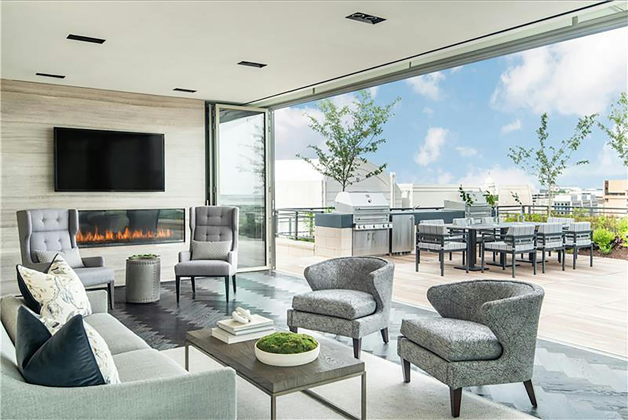 residential rooftop with folding glass walls