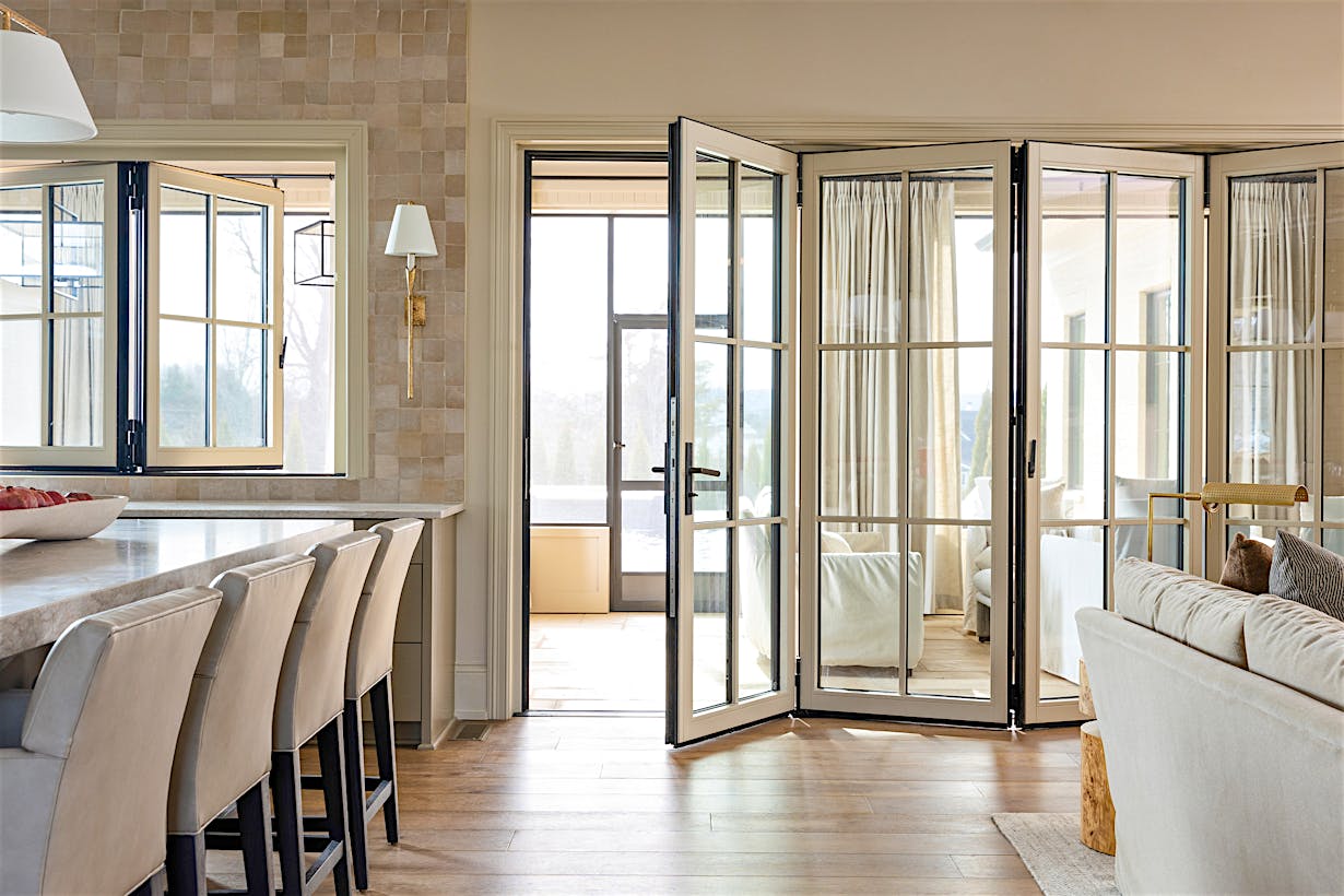 Generation 4 clad folding glass doors