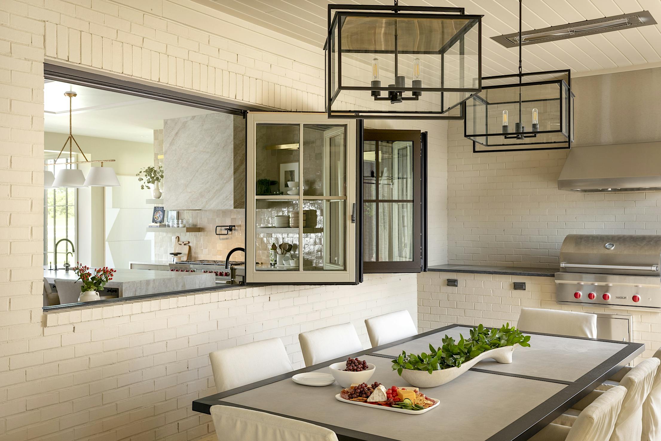 pass through folding glass window system