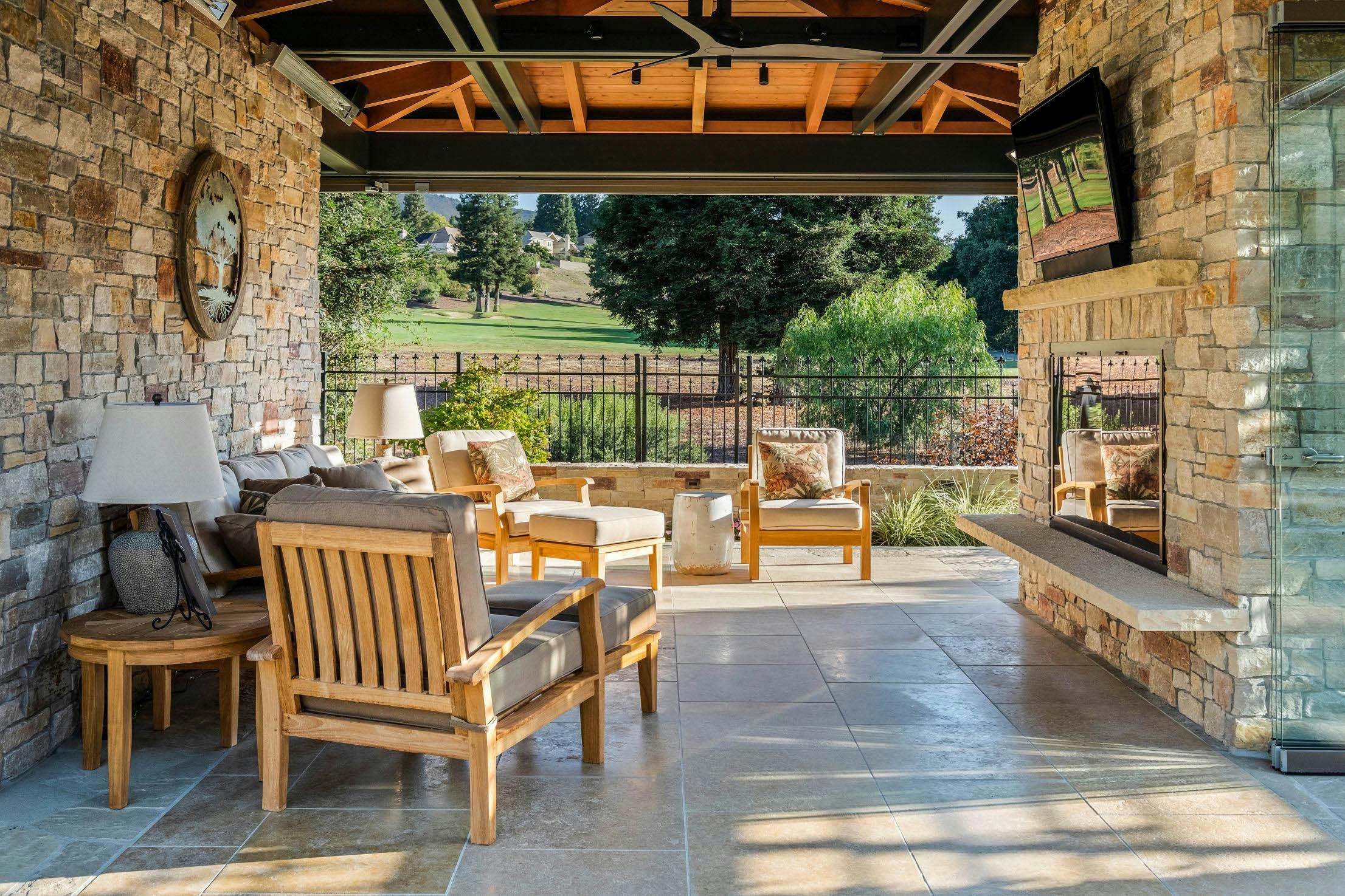 opening glass doors leading to California Room