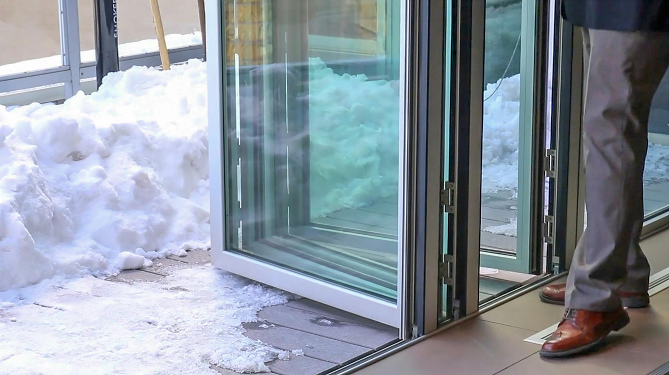 NanaWall accordion glass wall systems in snow