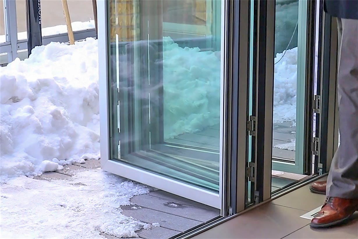 NanaWall accordion glass wall systems in snow