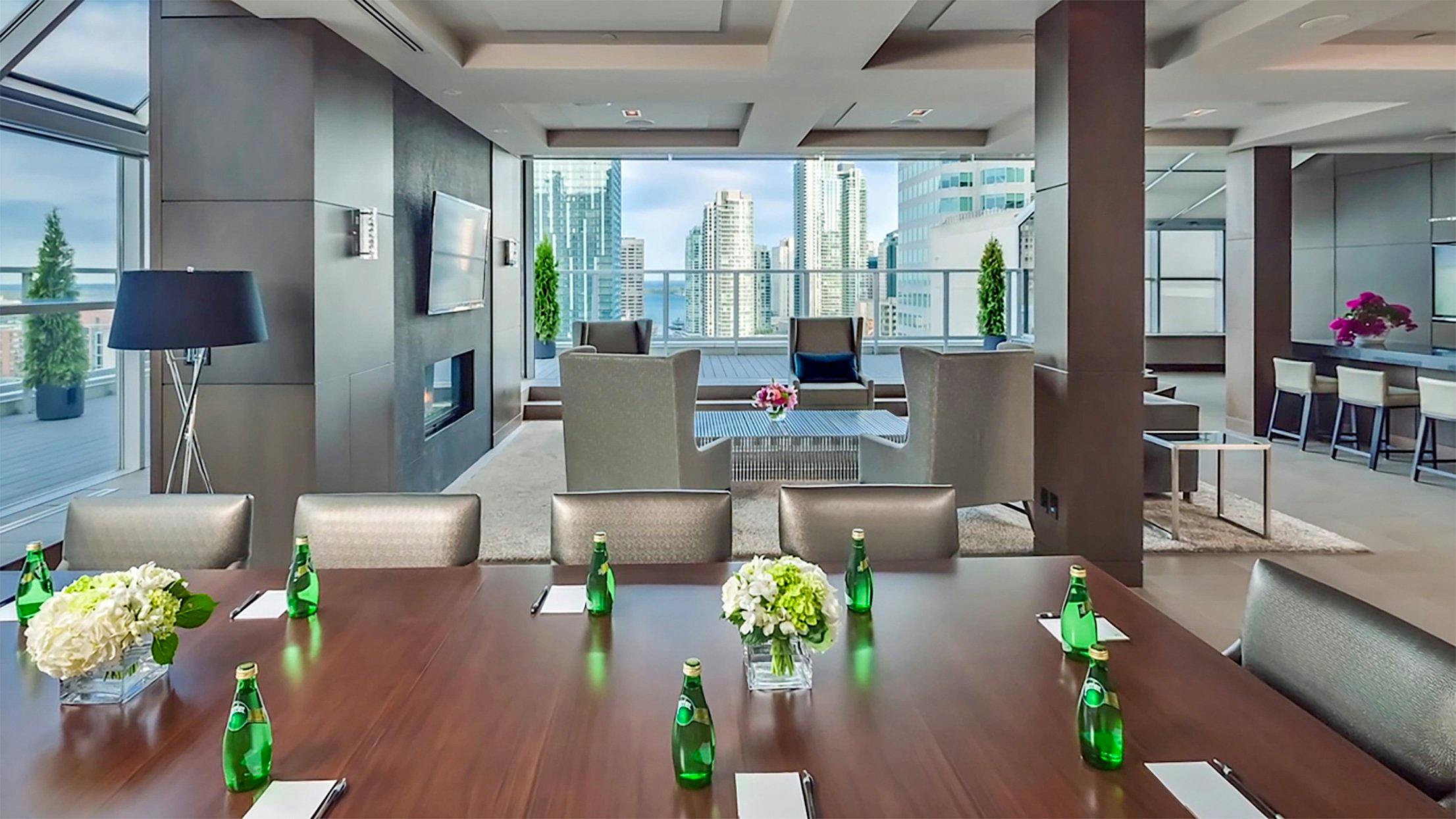 commercial venue space with accordion glass wall