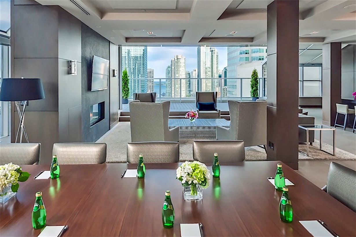 commercial venue space with accordion glass wall