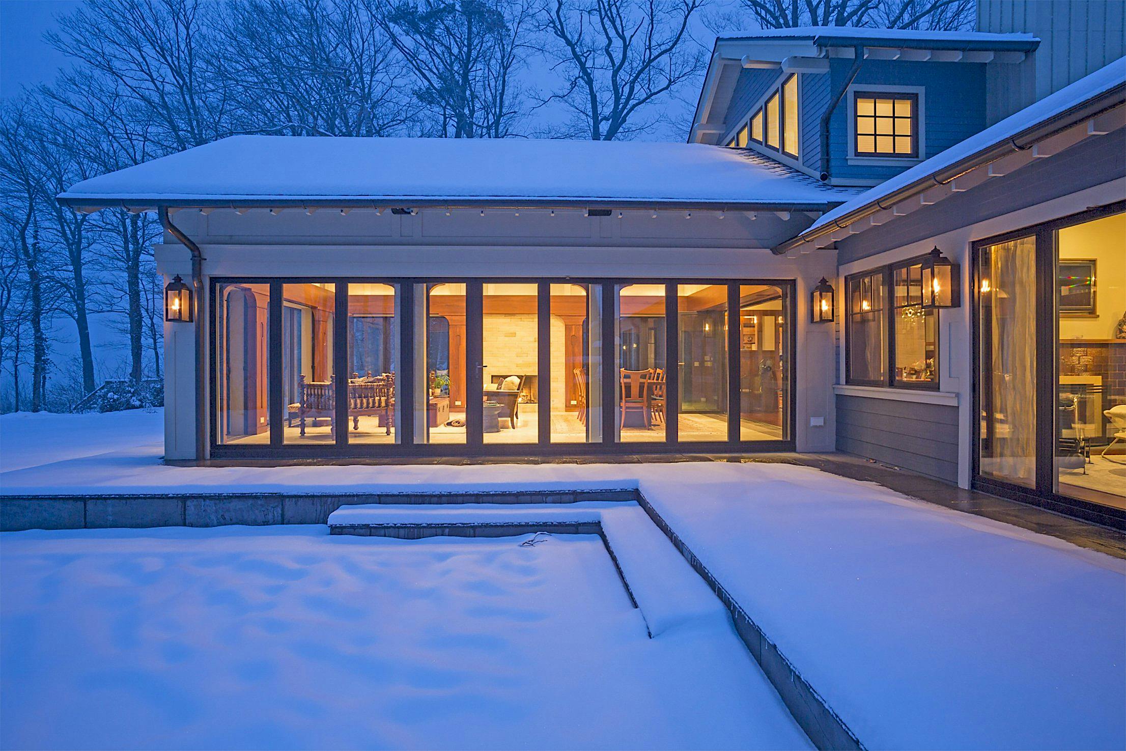 folding patio doors in snow