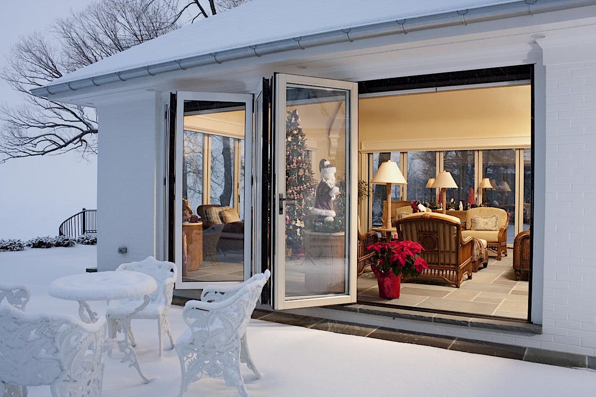 4-season room with retractable glass doors
