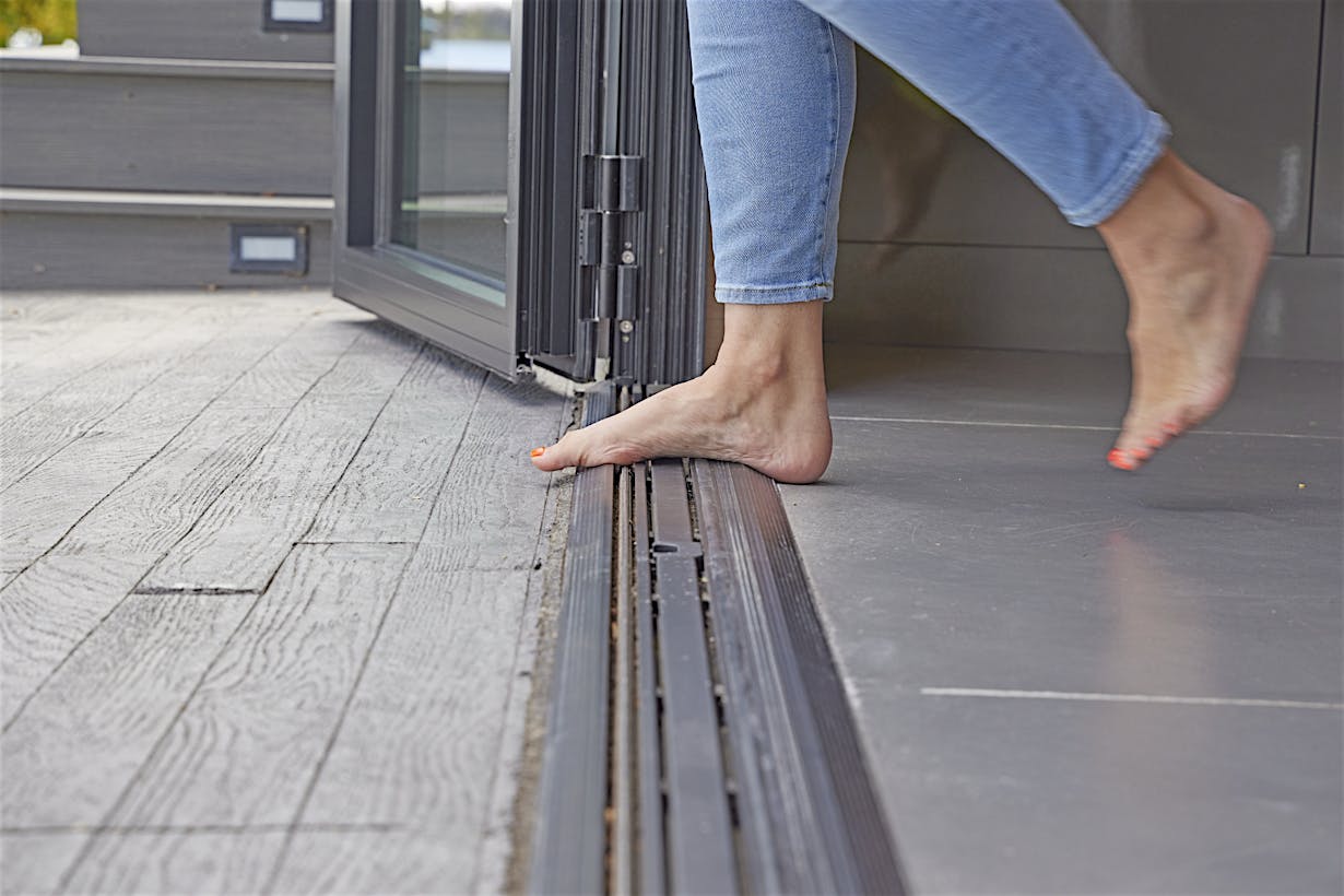 barefoot-friendly retractable glass wall system