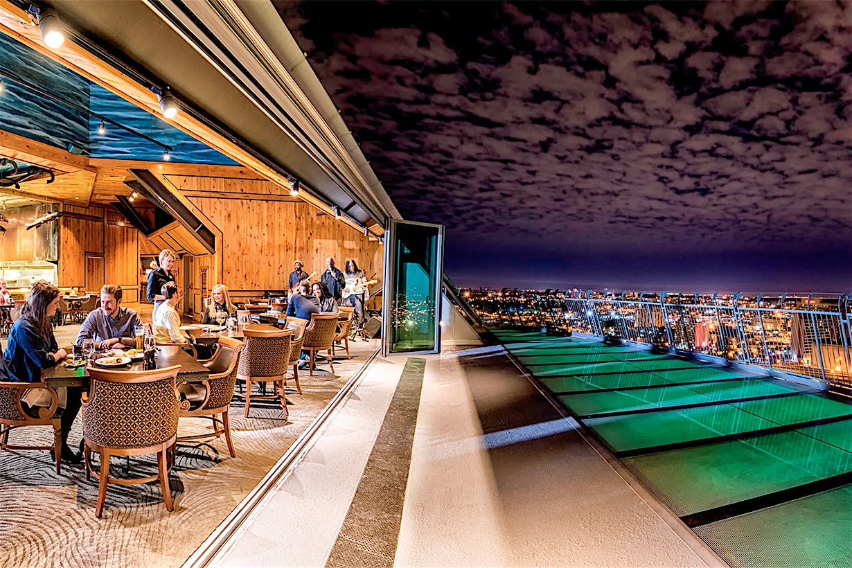 aluminum framed folding glass walls at the lookout restaurant