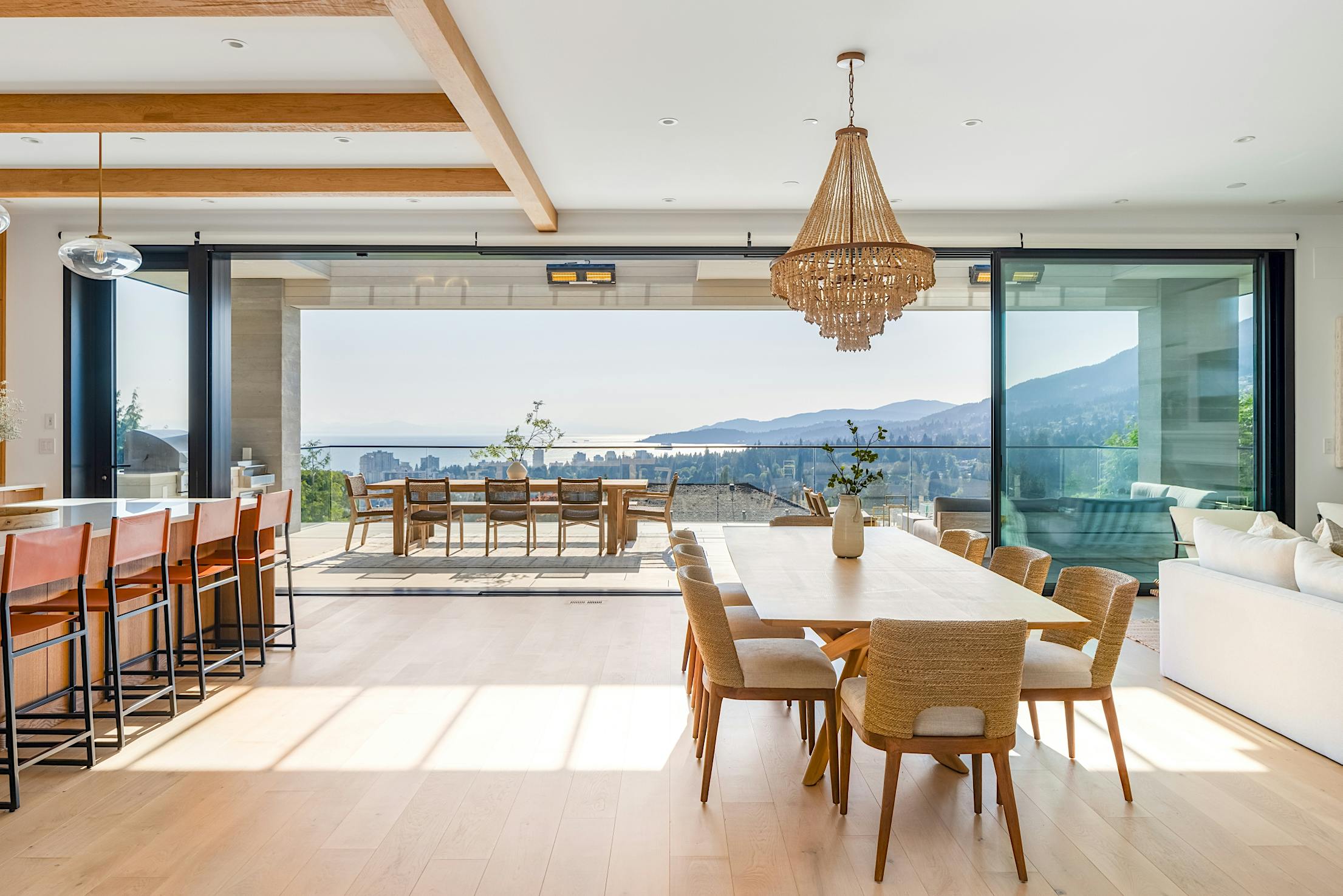 large panel sliding opening glass walls