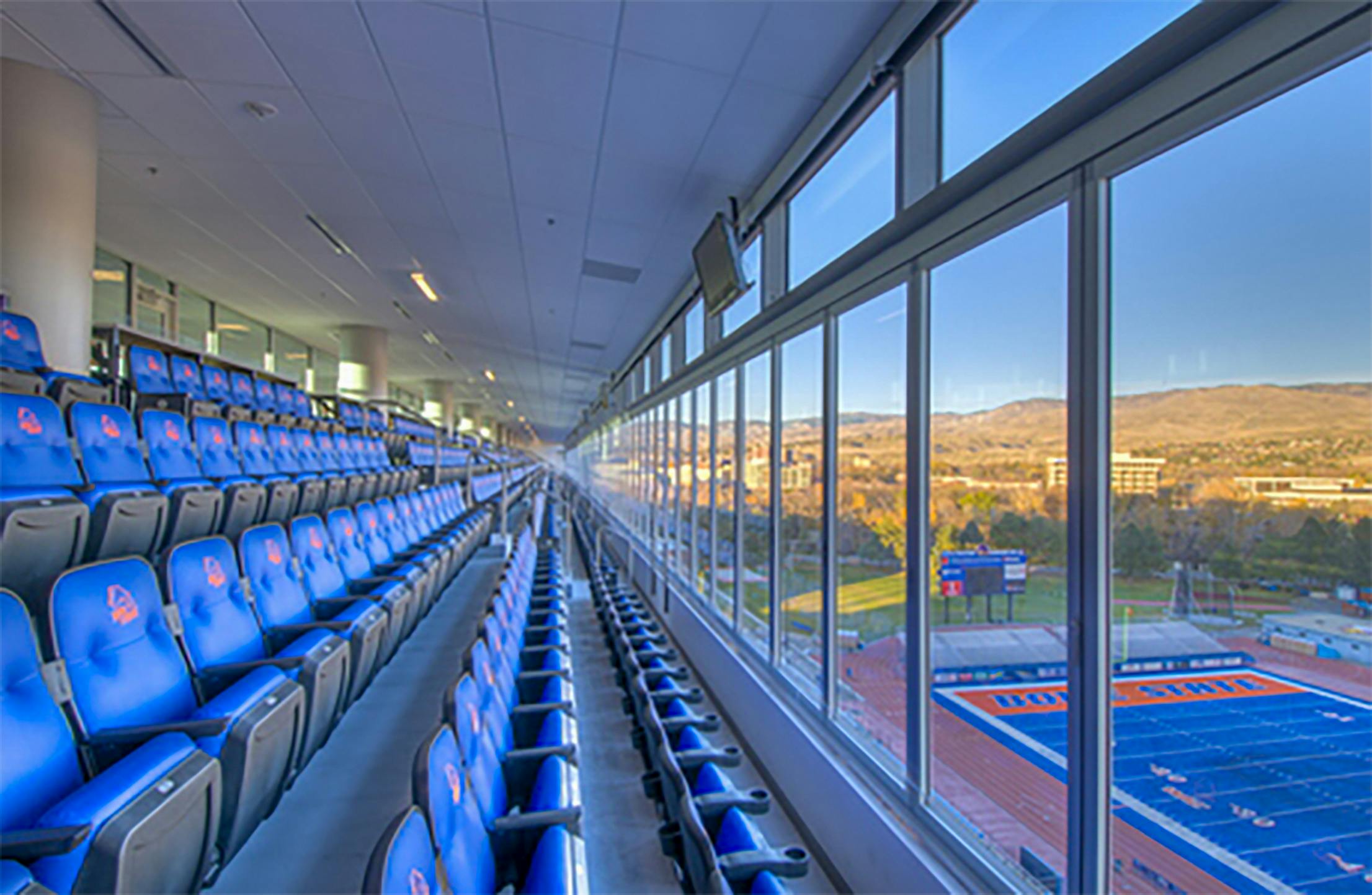 Boise State Bronco stadium sliding glass systems