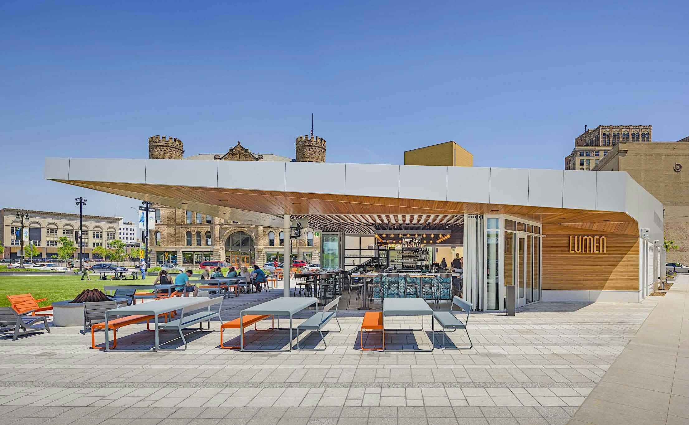 restaurant commercial design with NanaWall sliding retractable glass walls