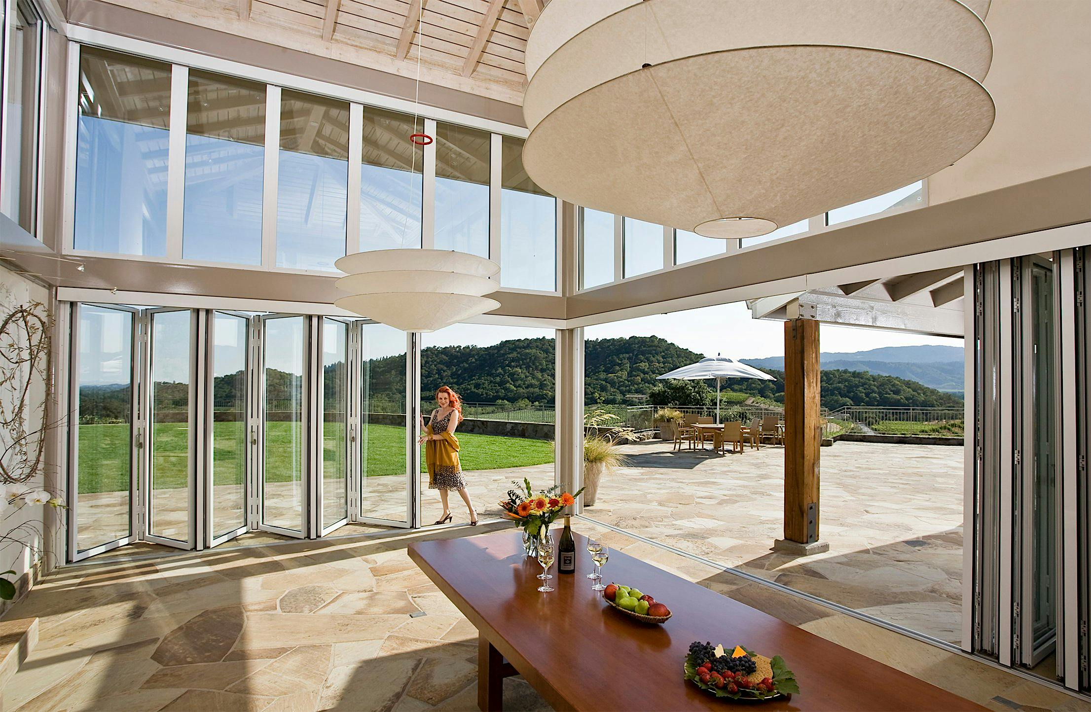 floor to ceiling retractable glass walls