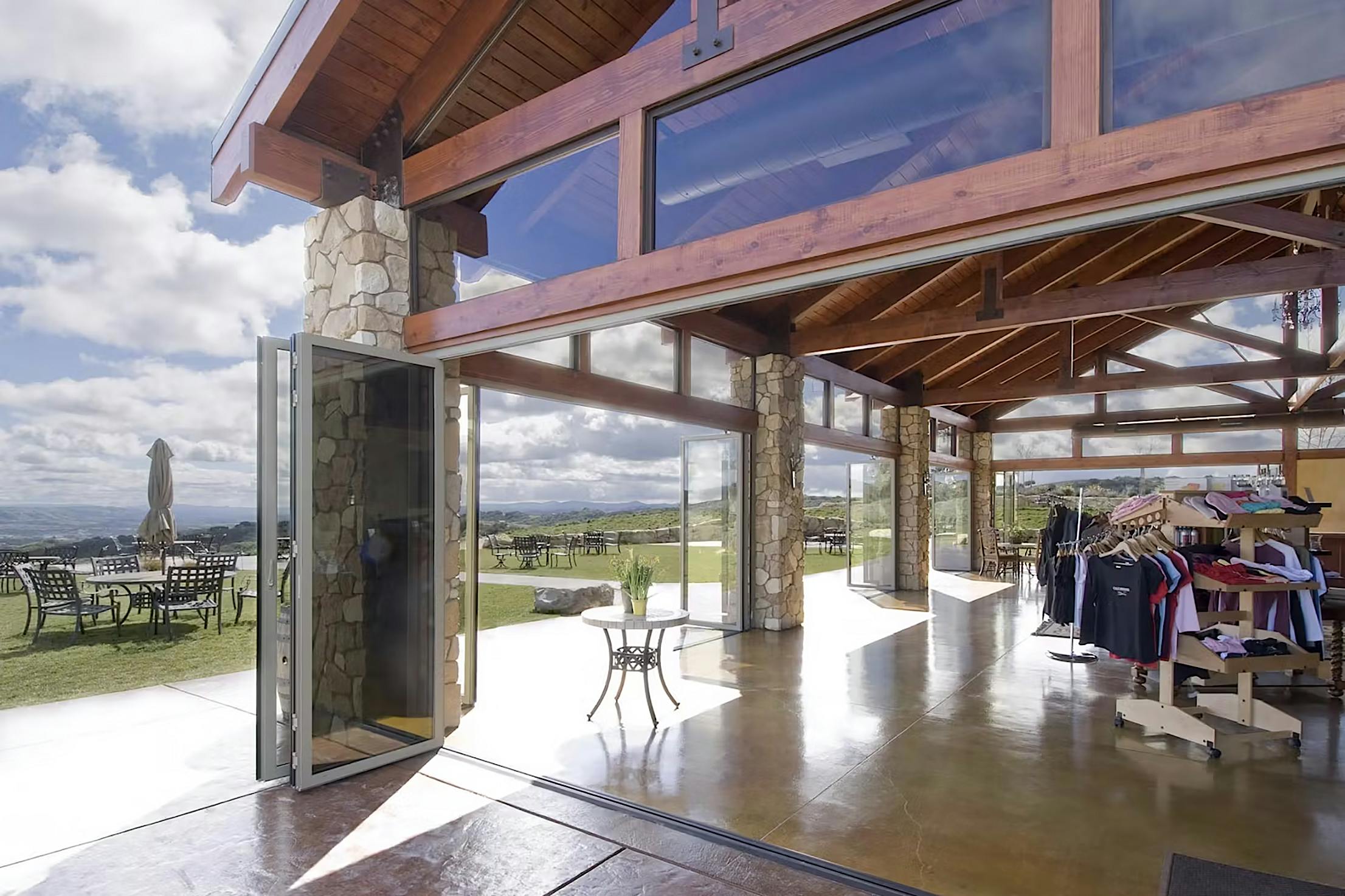 aluminum framed retractable glass walls